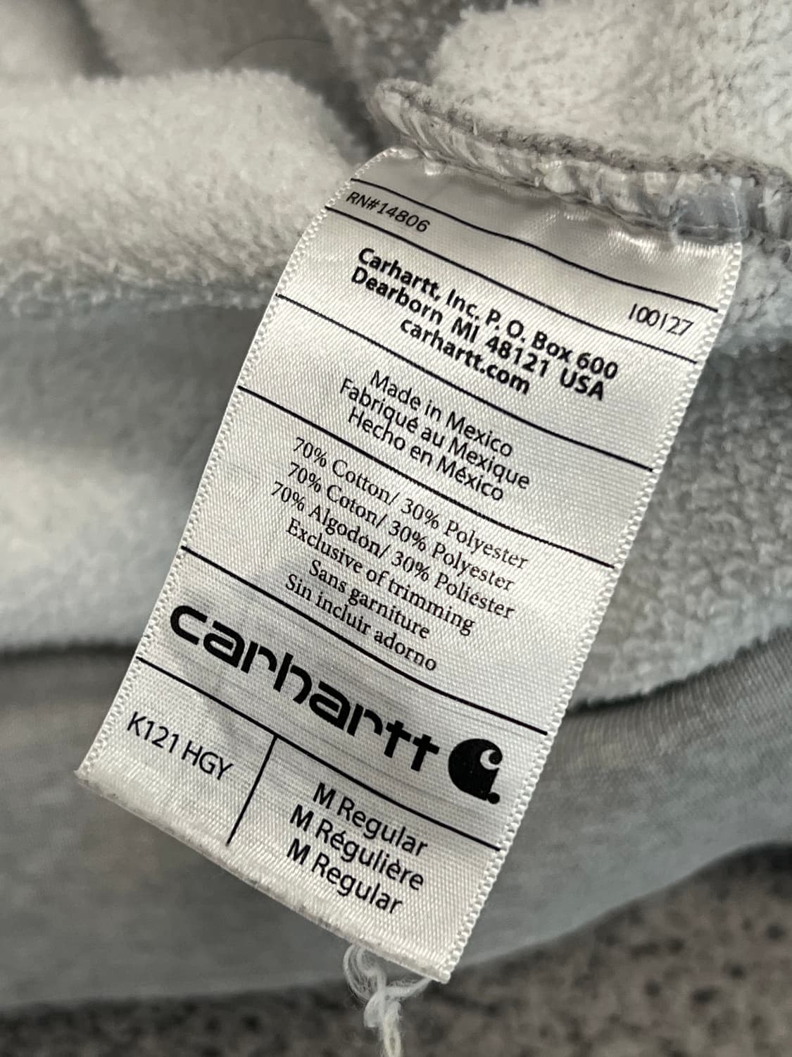 (S) 칼하트 오리지날핏 후드 티 그레이 상품이미지4