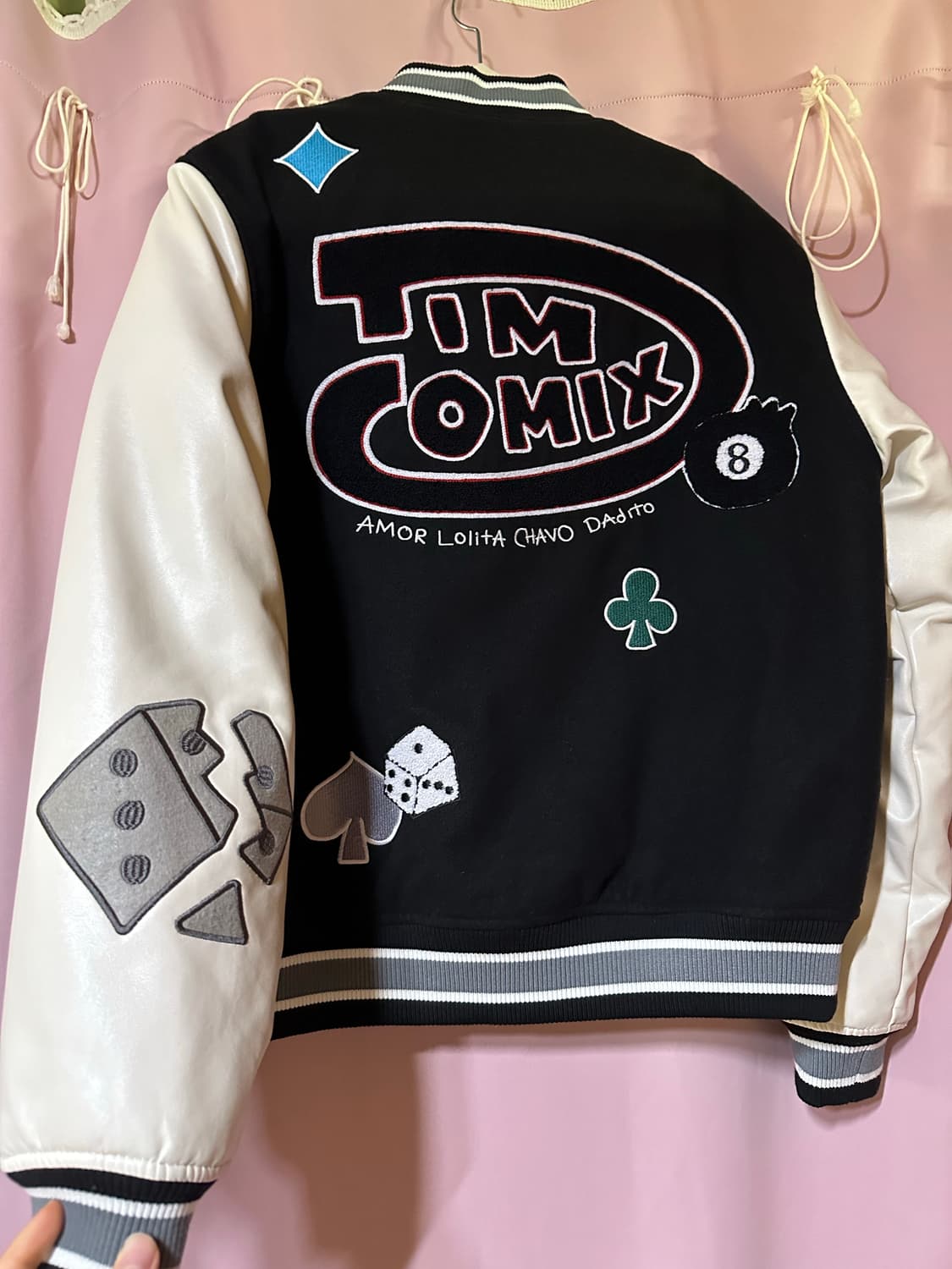 팀코믹스 트럼프 앤 다이스 바시티 자켓 블랙 팀코믹스 바시티자켓 상품이미지3