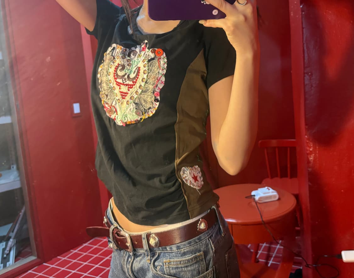 빈티지 패치 반팔 상품이미지2