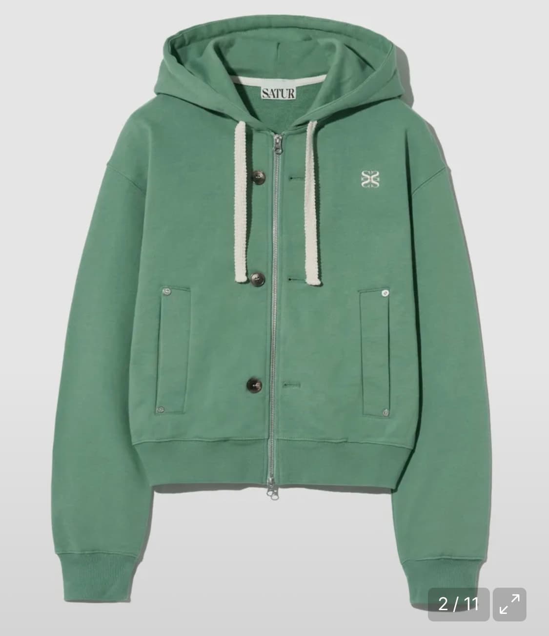 세터 테오 코튼 올 데이 후드 집업 세이지 그린 상품이미지1