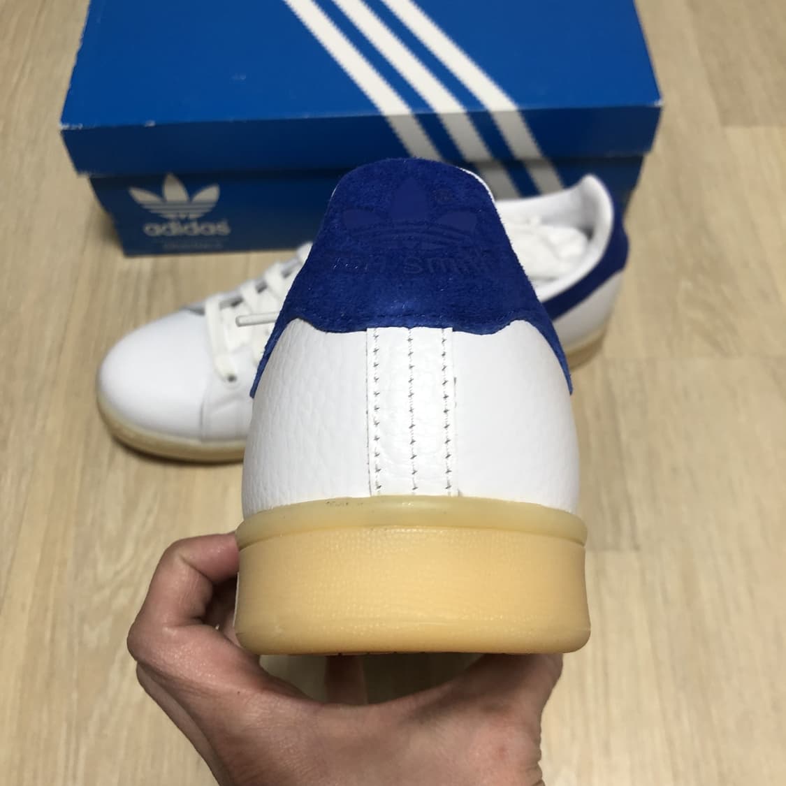 (280) 새상품 아디다스 adidas 스탠스미스 화이트 리얼레더 블루 상품이미지3