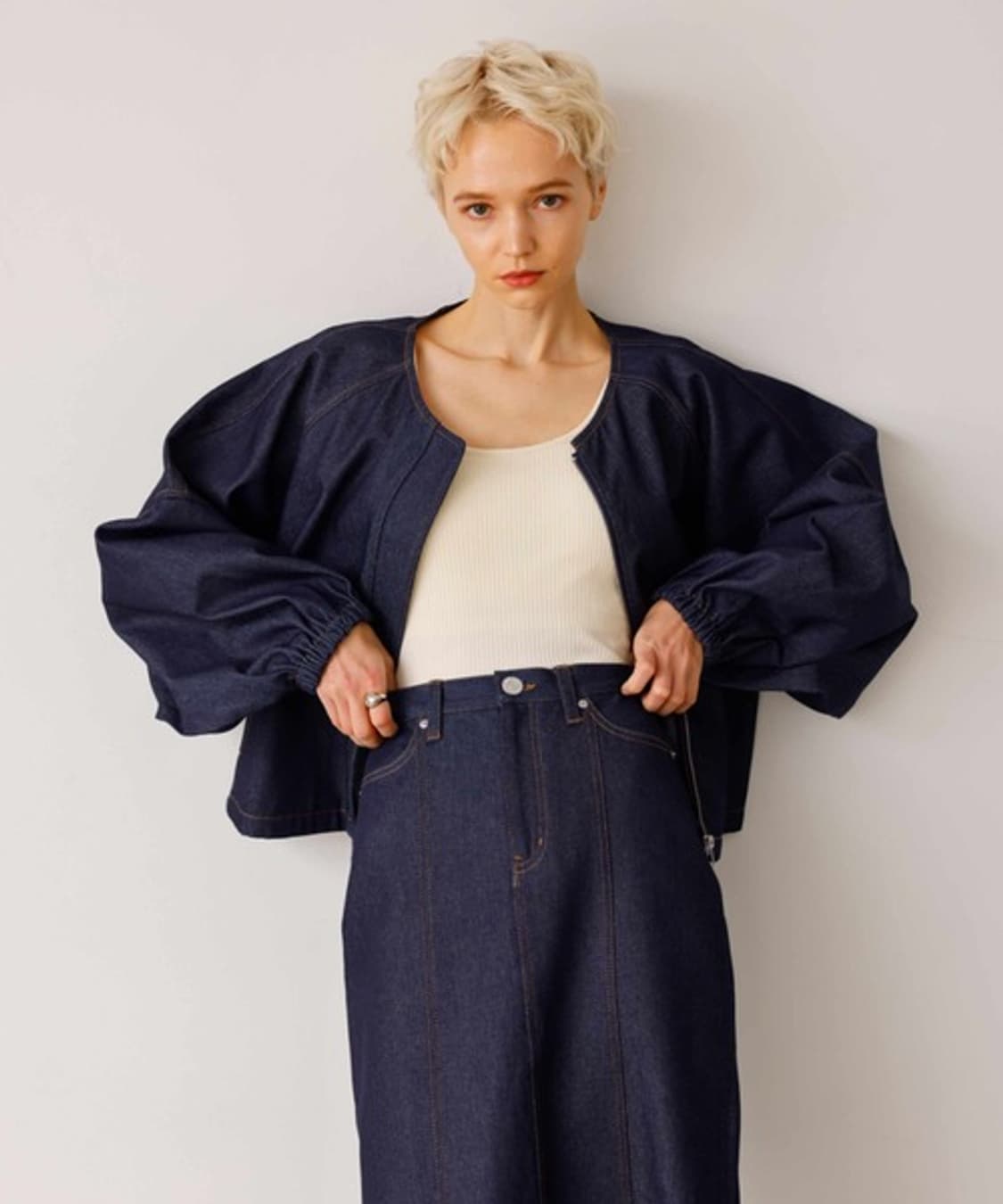 LIAN 리안 벌룬슬리브 데님자켓 상품이미지1