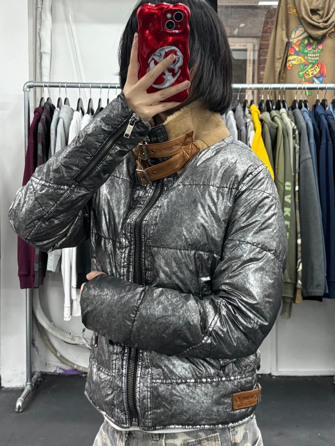 디젤 넥 버클 실버 패딩 상품이미지4