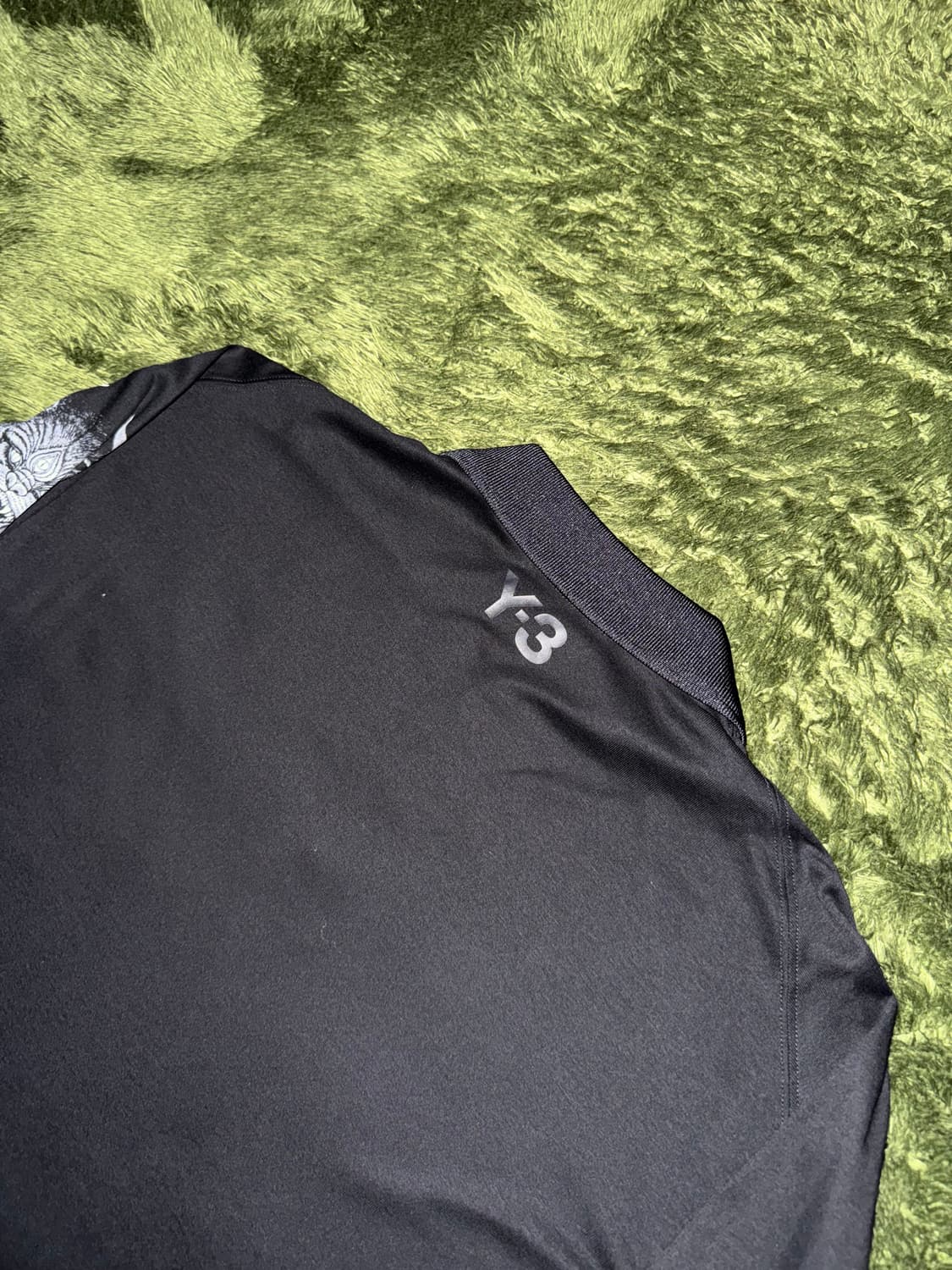 [XL] Y-3 요지 야마모토 롱슬리브 그래픽 프린트 폴로 티셔츠 블랙 상품이미지9