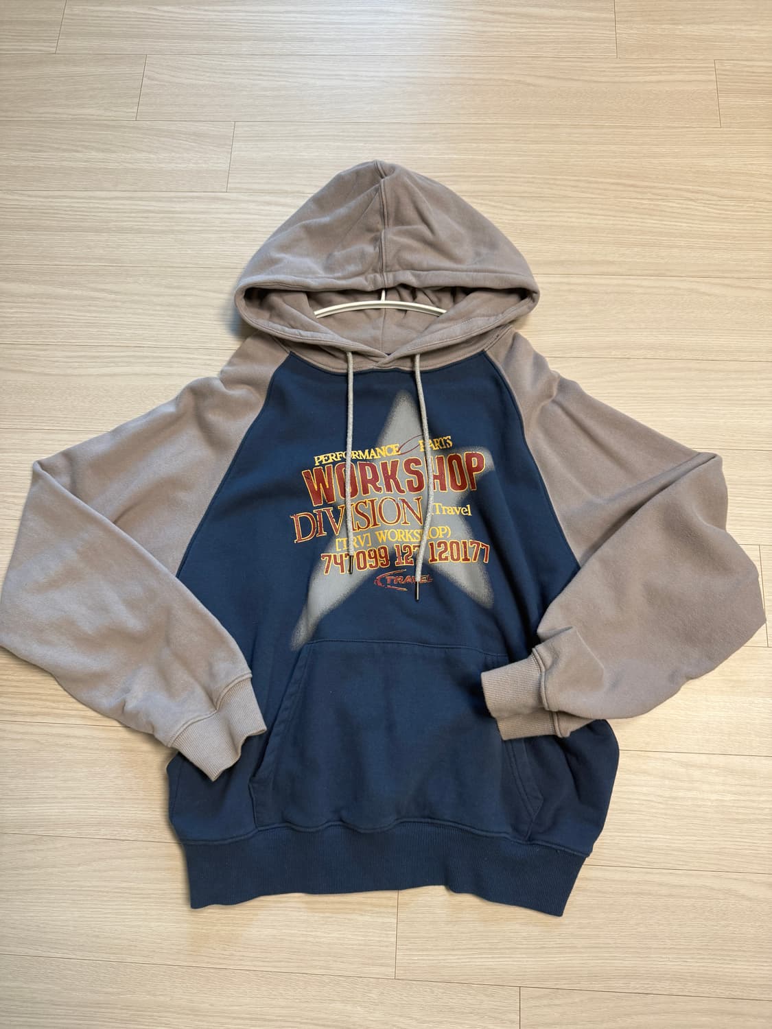 트래블 배색 스타 후드티 m 상품이미지1