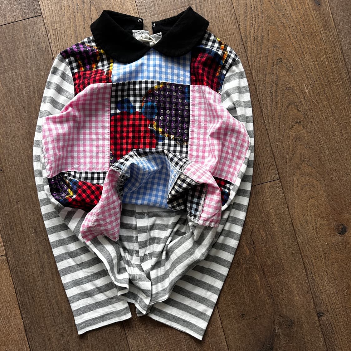 Patchwork Round Collar Blouse 상품이미지5