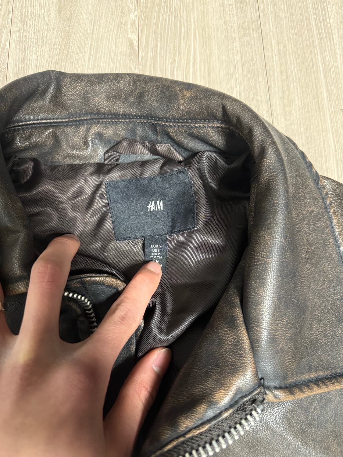 h&m 브라운 레더자켓 상품이미지2