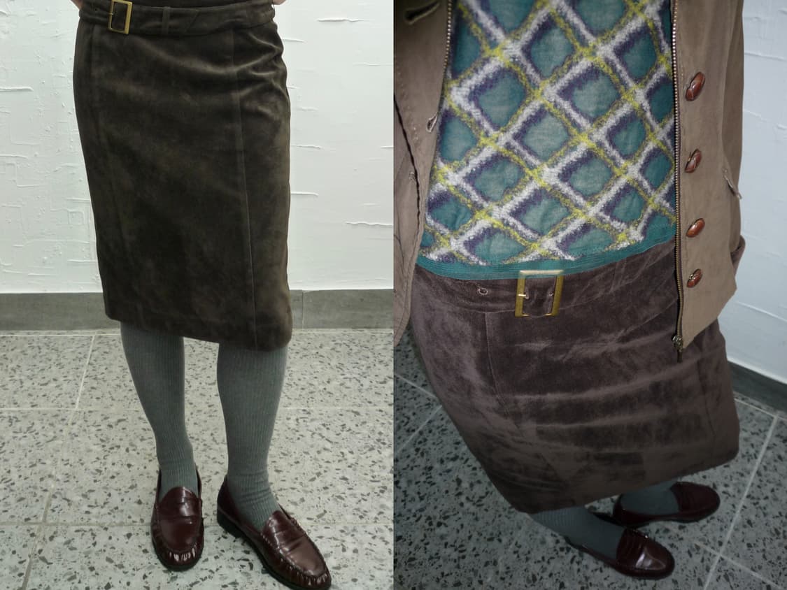 Belted deep brown midi skirt 상품이미지1