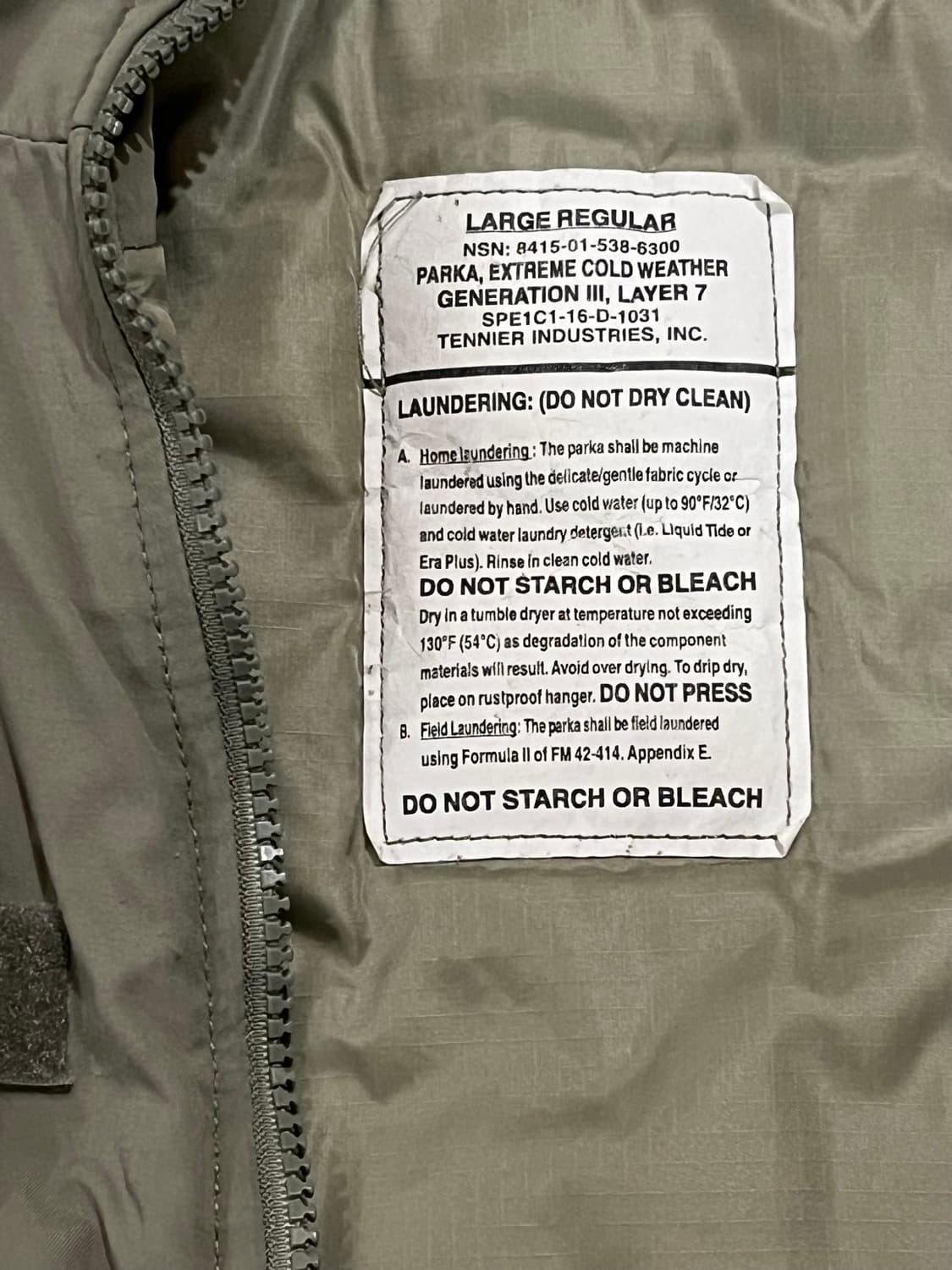 테니어 프리마로프트 레벨7 오리지널 파카 상품이미지2