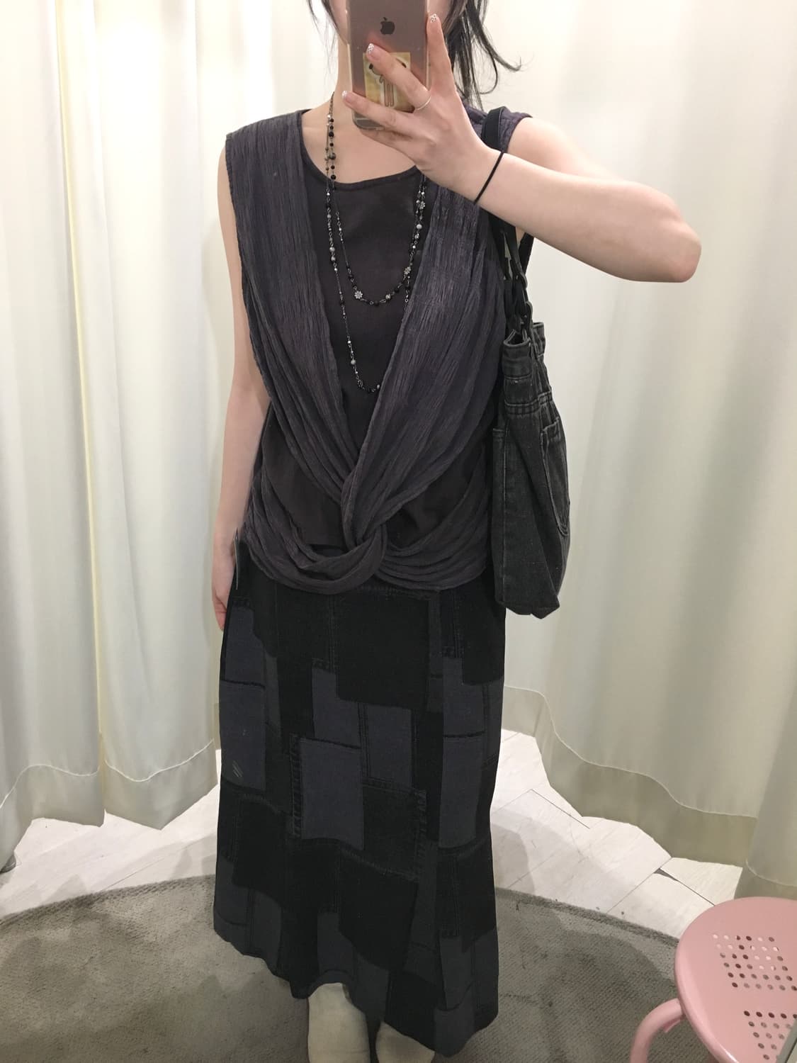 denim patch pattern skirt 상품이미지5