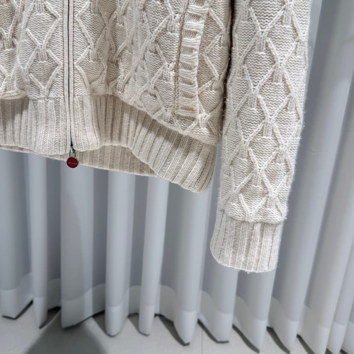 (A+/M) / 키톤 캐시미어 케이블 니트 후드집업 아이보리 상품이미지5