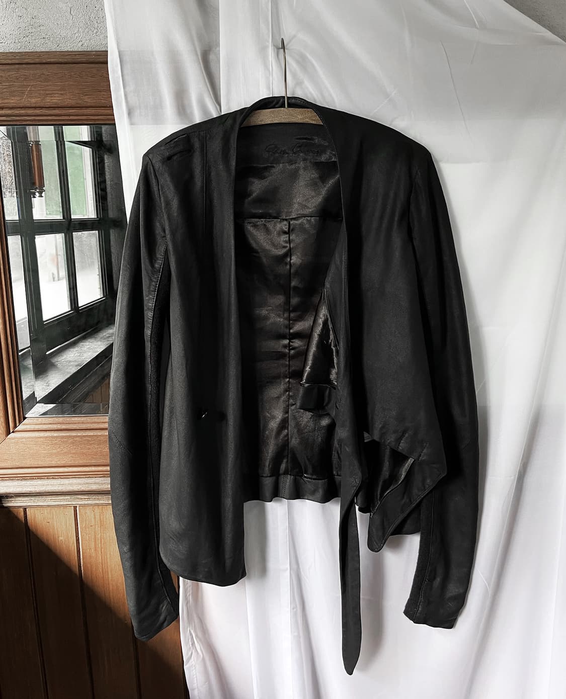 RICK OWENS leather wrap jacket black 상품이미지3