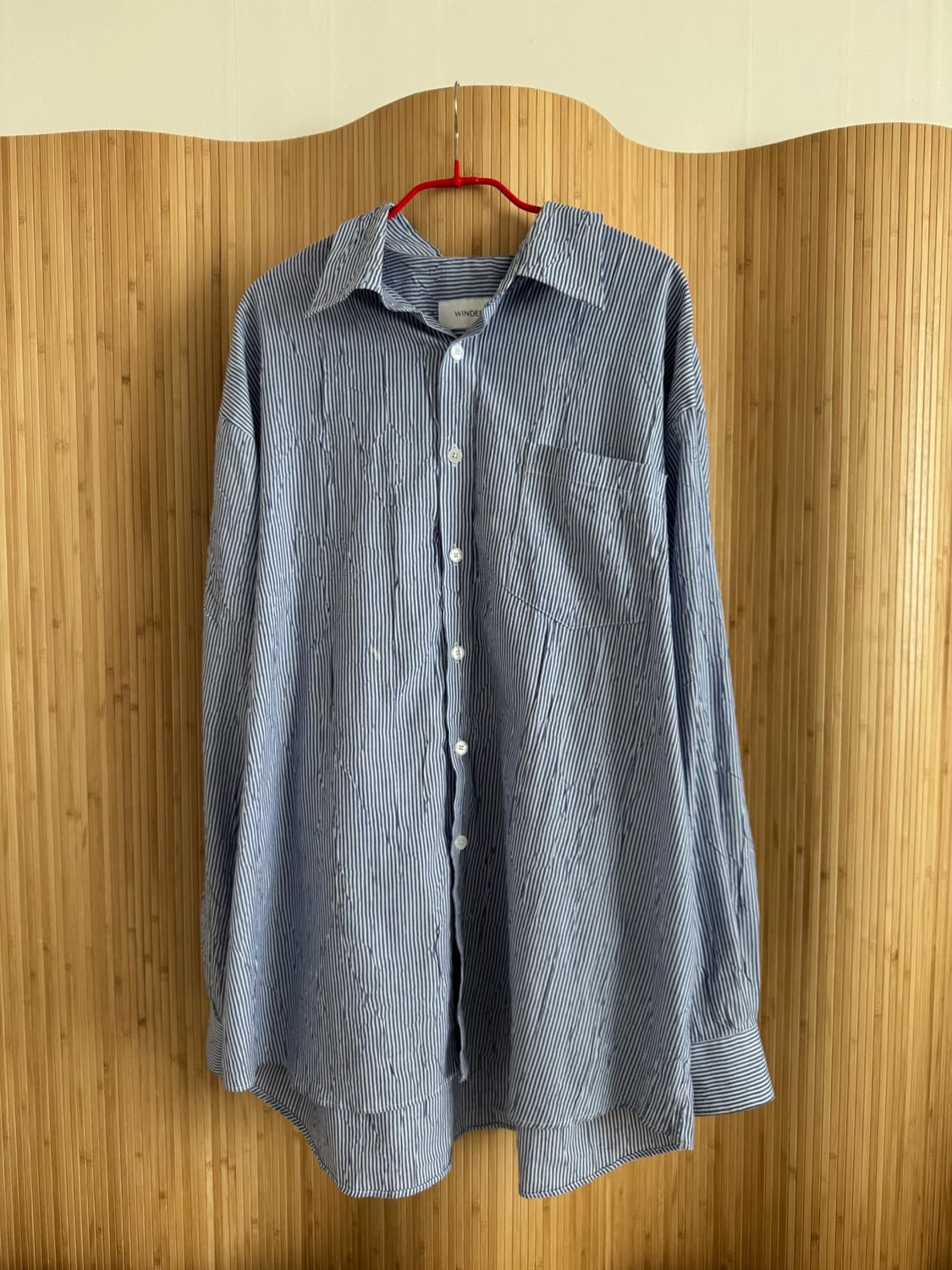(1회착용) 윈더(WINDER) 윙클 스트라이프 셔츠 - L 사이즈 상품이미지5