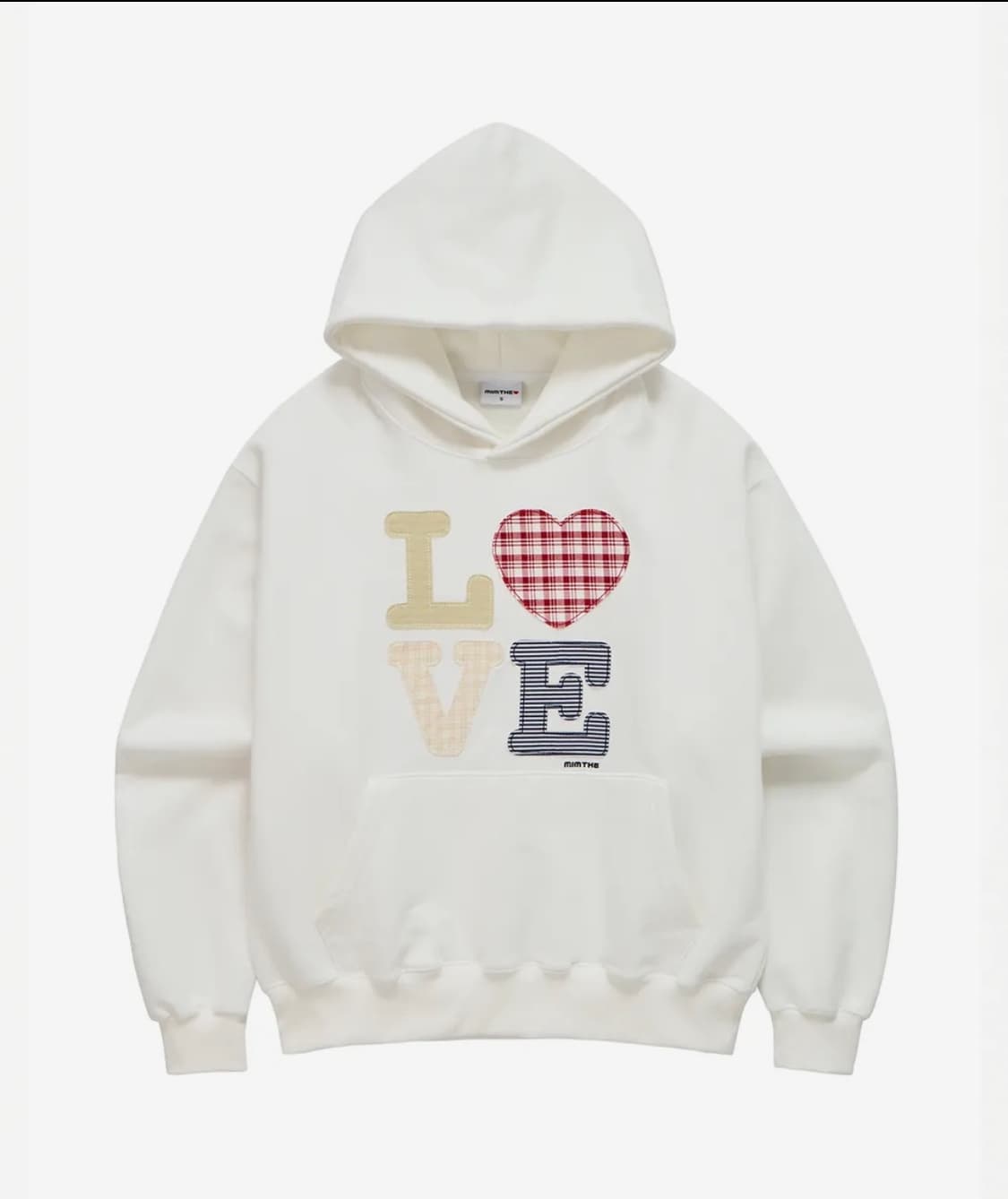 밈더워드로브 헬로 월드 패치워크 LOVE 후드티_화이트 m 사이즈 상품이미지1