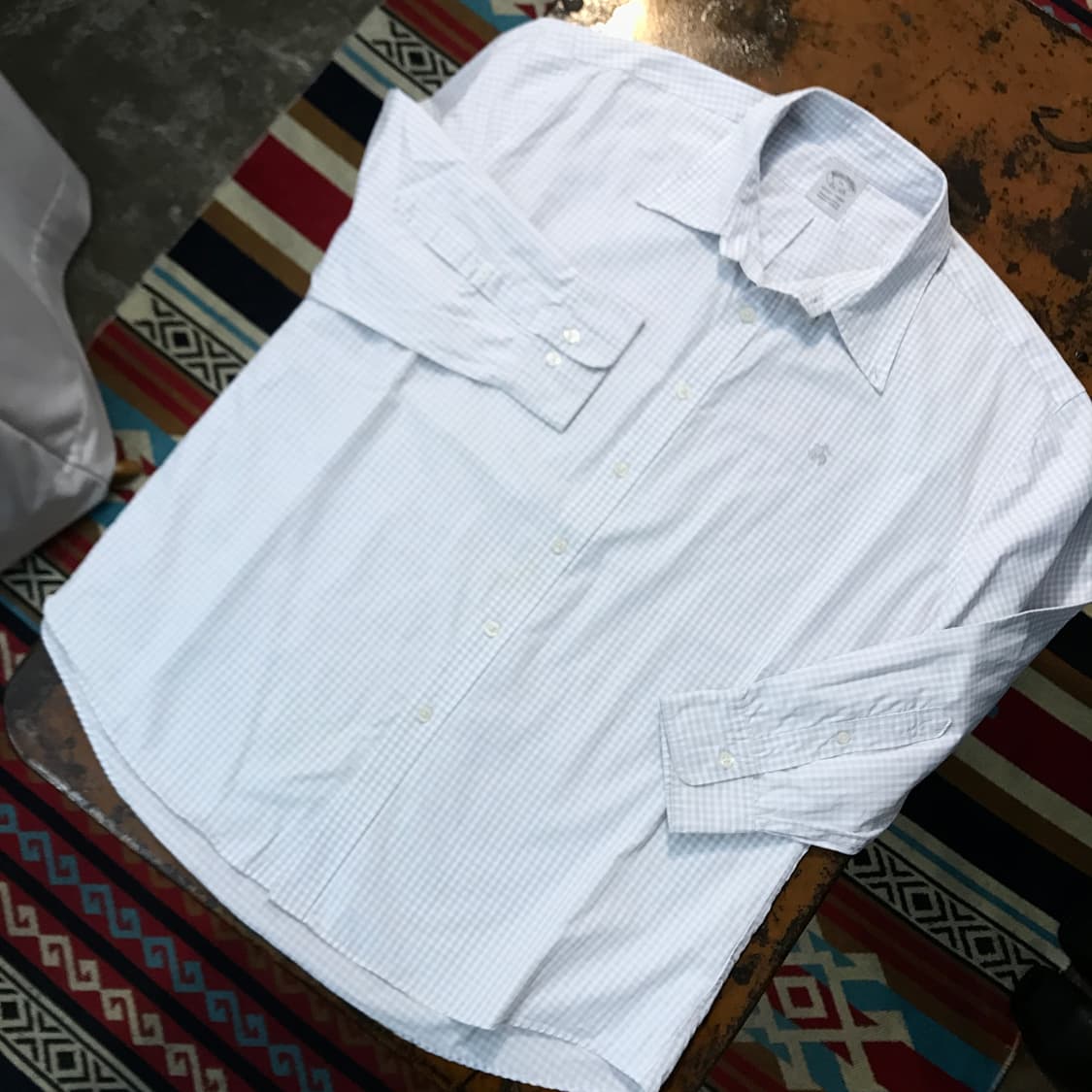 브룩스브라더스 라이트 그레이 깅엄 체크 코튼 셔츠 남성 110 사이즈 상품이미지2