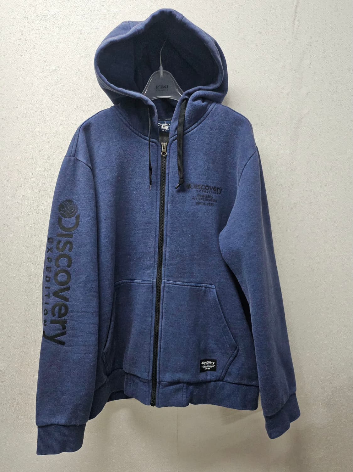 디스커버리 익스페디션 남성 기모 소매 로고 후드 집업 100 상품이미지2