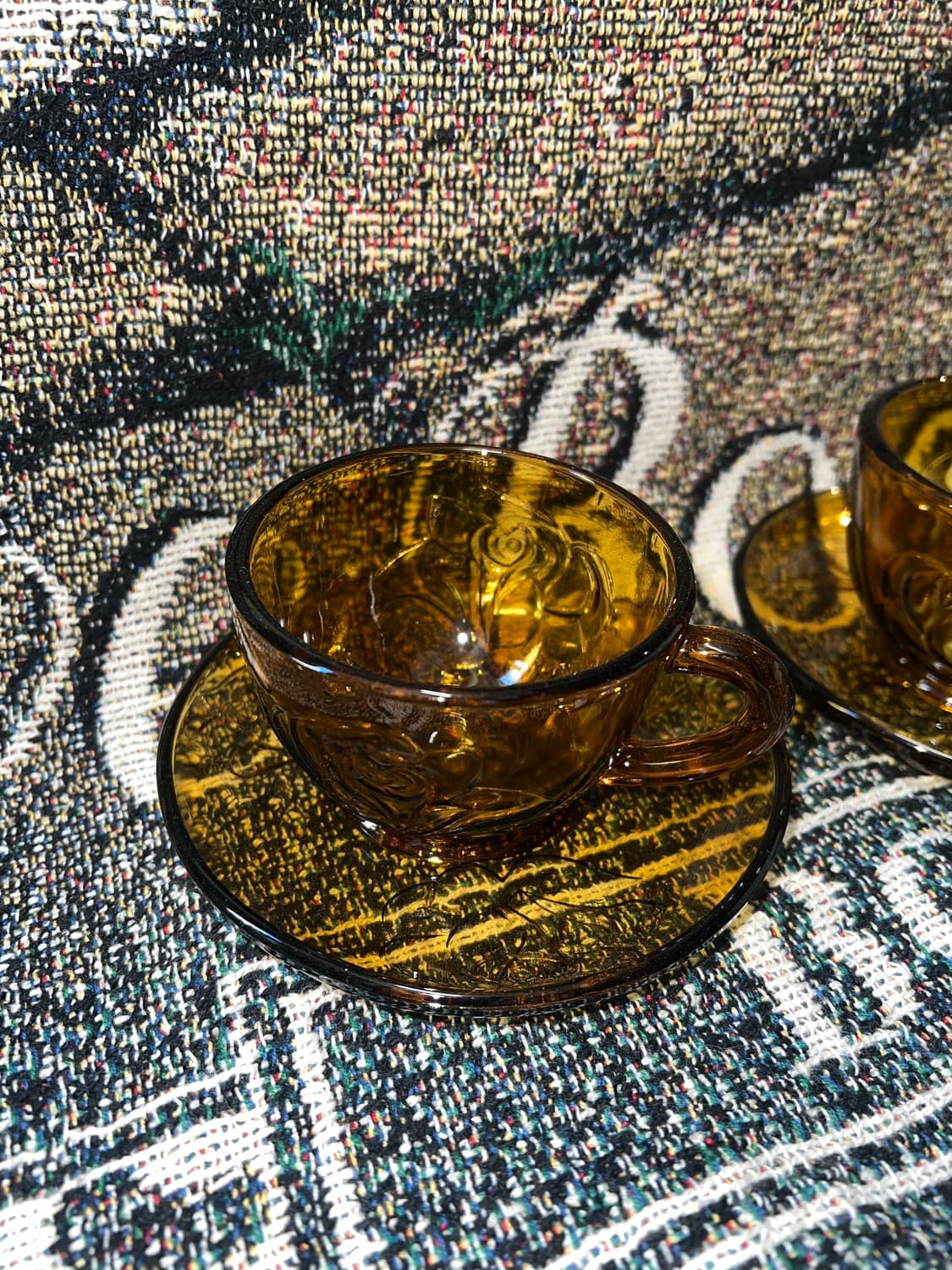 70s Korean Amber Rose Presses Glass Cup 상품이미지6