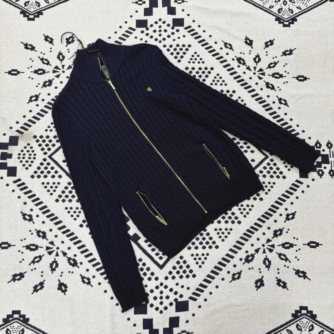 폴로 랄프로렌 금장 네이비 꽈배기 니트 가디건 M P00012 상품이미지1