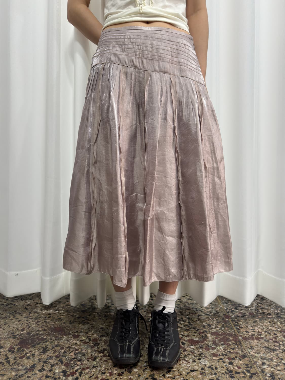 glossy soft pink design skirt 상품이미지3