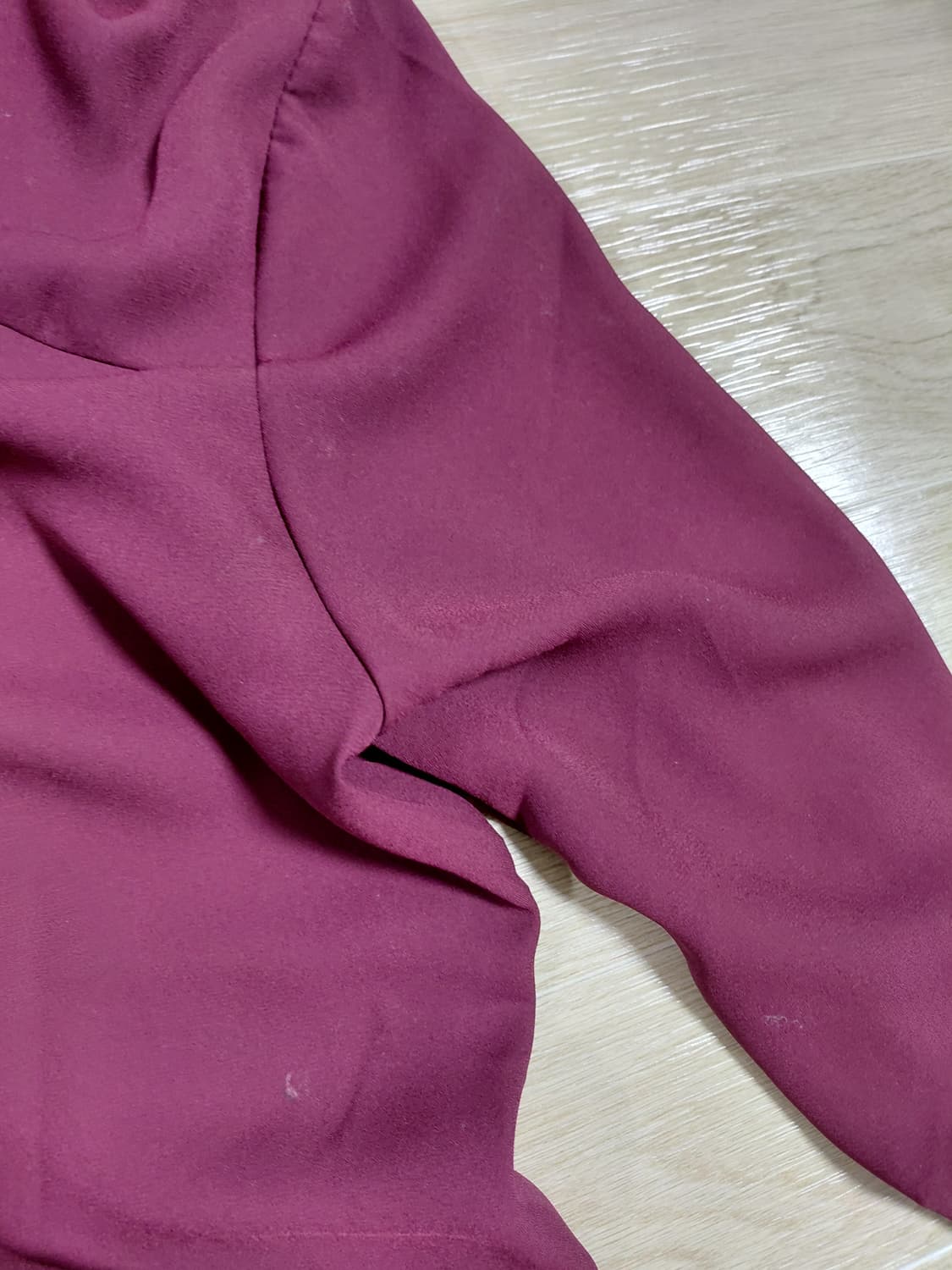 버건디 여름 페이크 시스루셔츠 상품이미지2