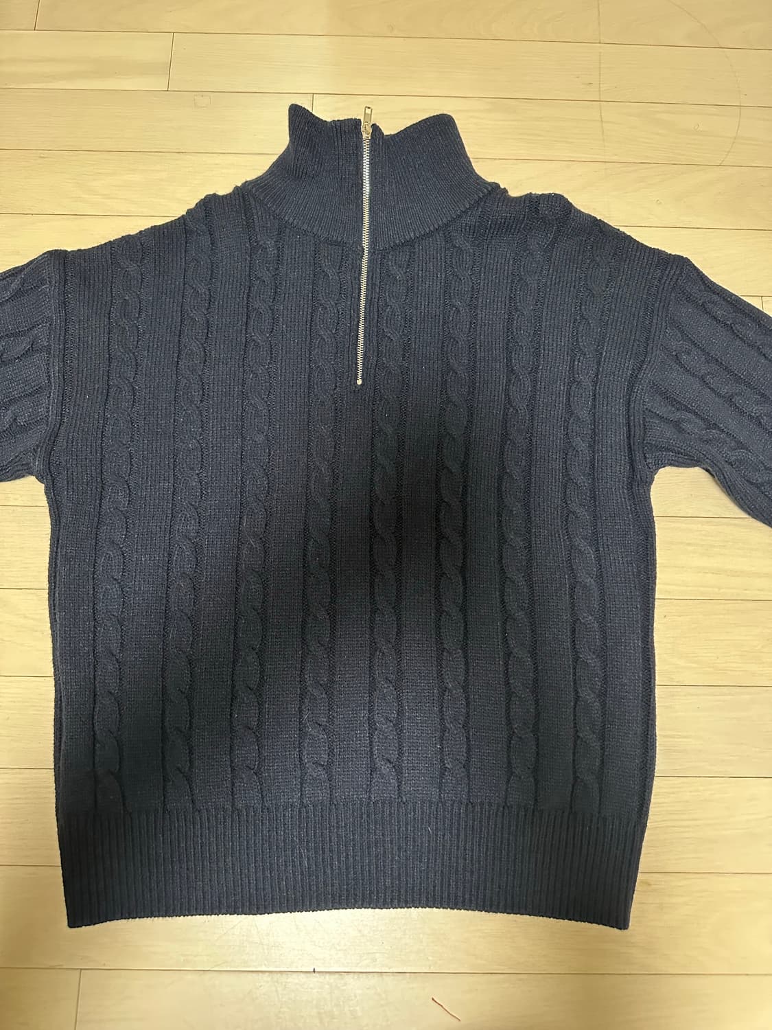 하프 집업 카라넥 케이블 니트  상품이미지1