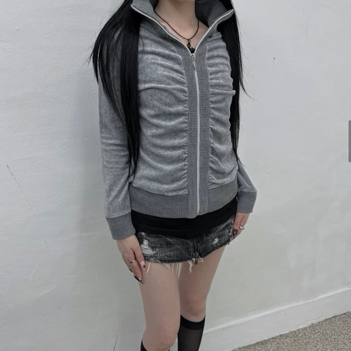 Grey shirring detail jacket 상품이미지2