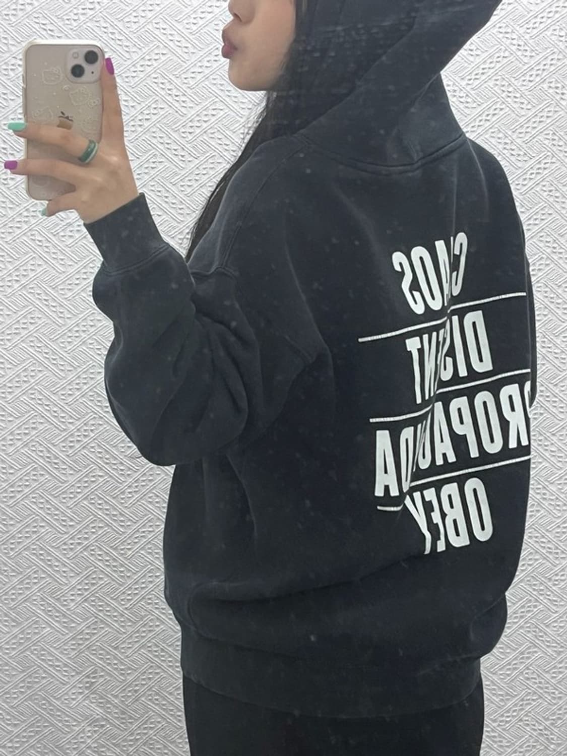 오베이 스트릿 힙합 백레터링 오버핏 후드티 L C07119 상품이미지1