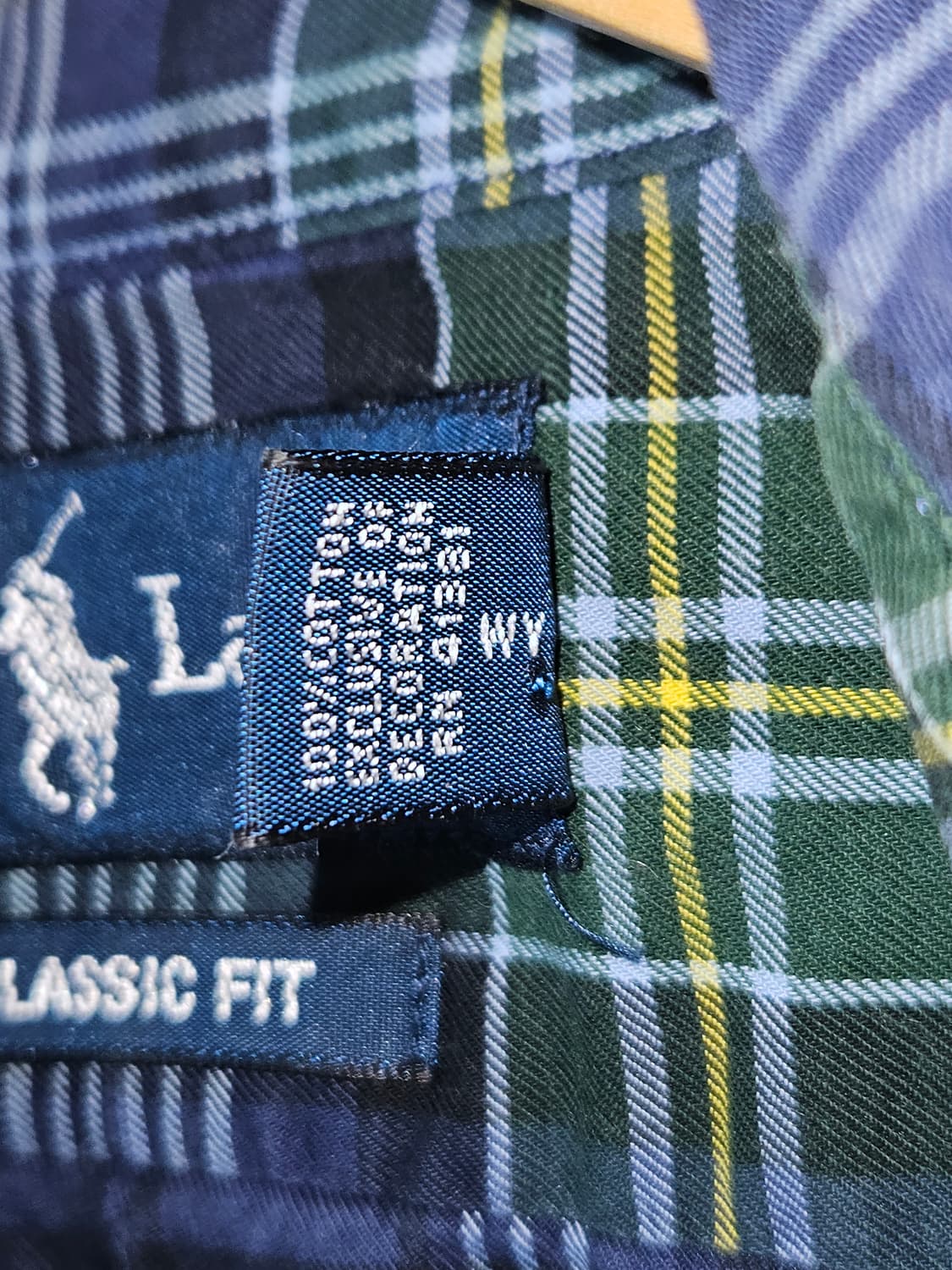 폴로 랄프로렌 코튼 체크셔츠 그린블루 정품 클래식핏 100 상품이미지6