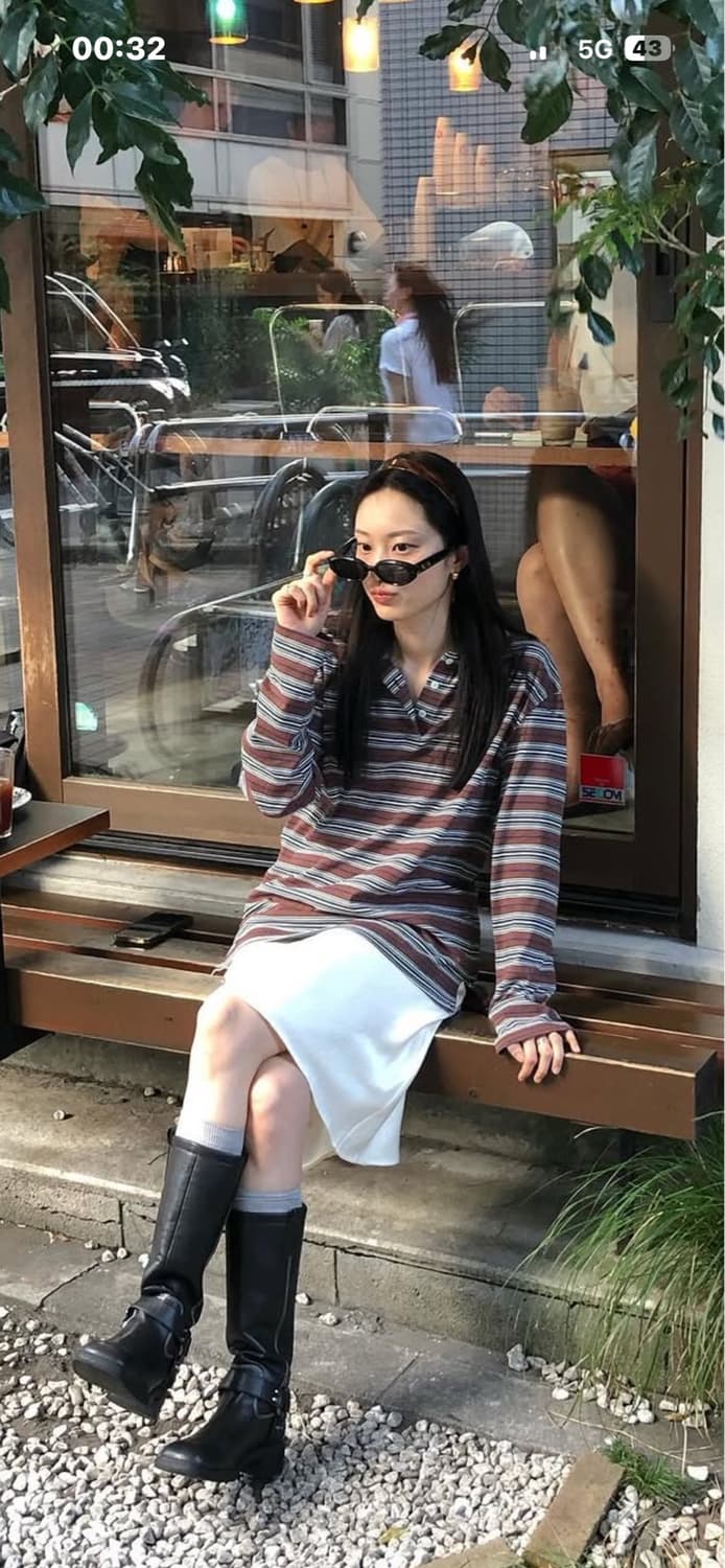 아르토 Striped Collar T-Shirt_Brown 상품이미지4