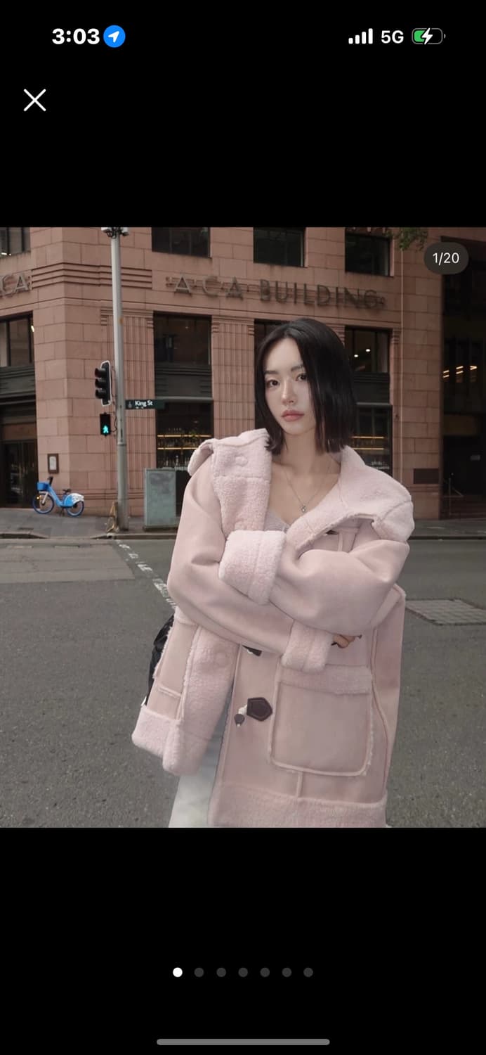 페일제이드 Duffle Shearling Hooded Coat 핑크 상품이미지1