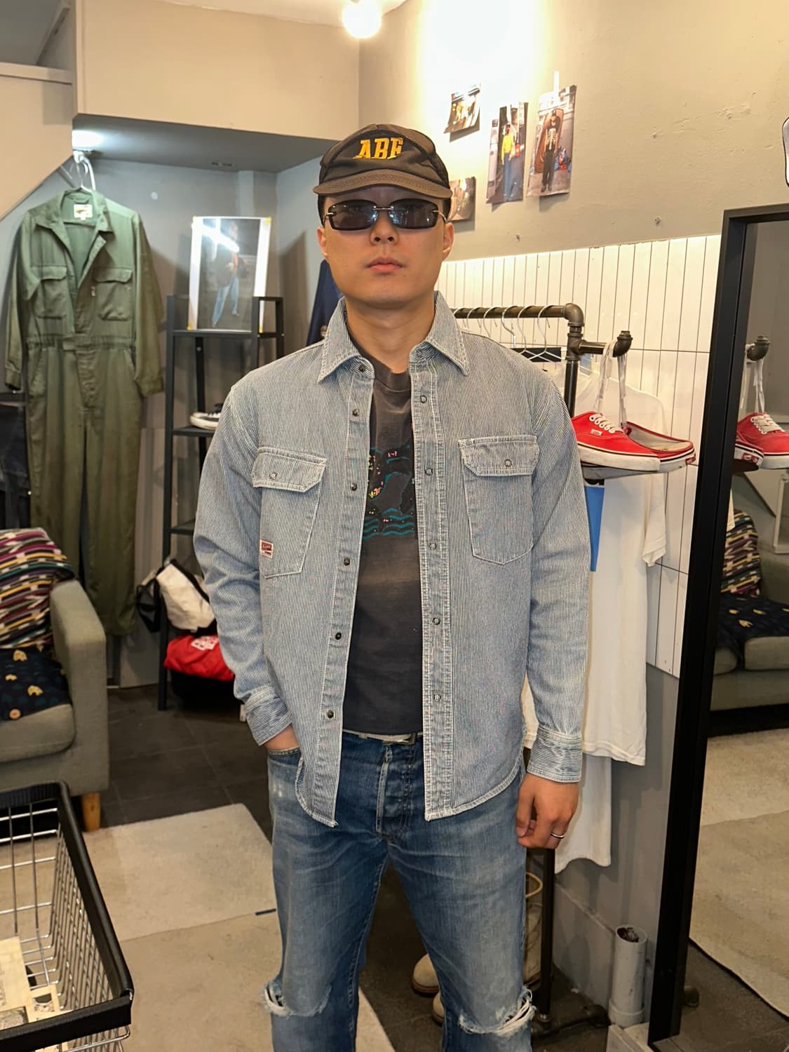 Dogman stripe pattern work shirt 상품이미지2