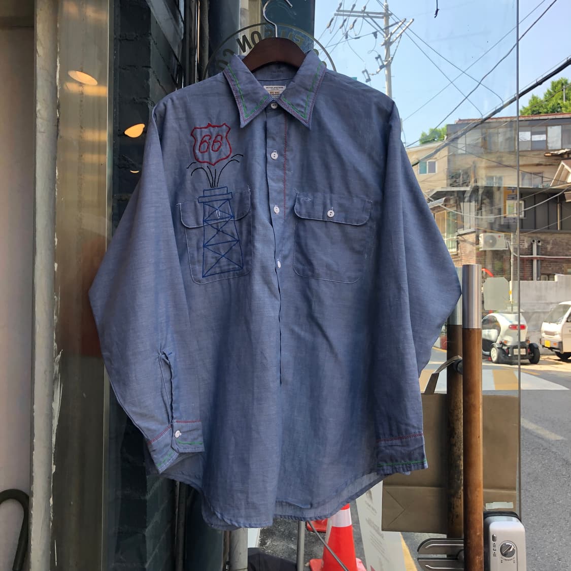 70s Vintage chambray shirt-XL 상품이미지1