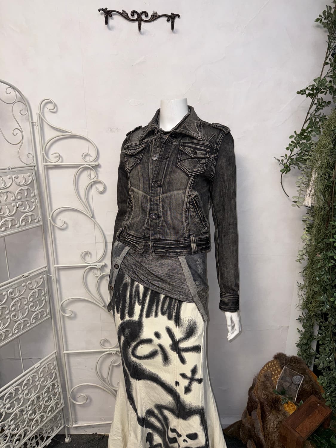 Washing black denim pocket detail jk  상품이미지5