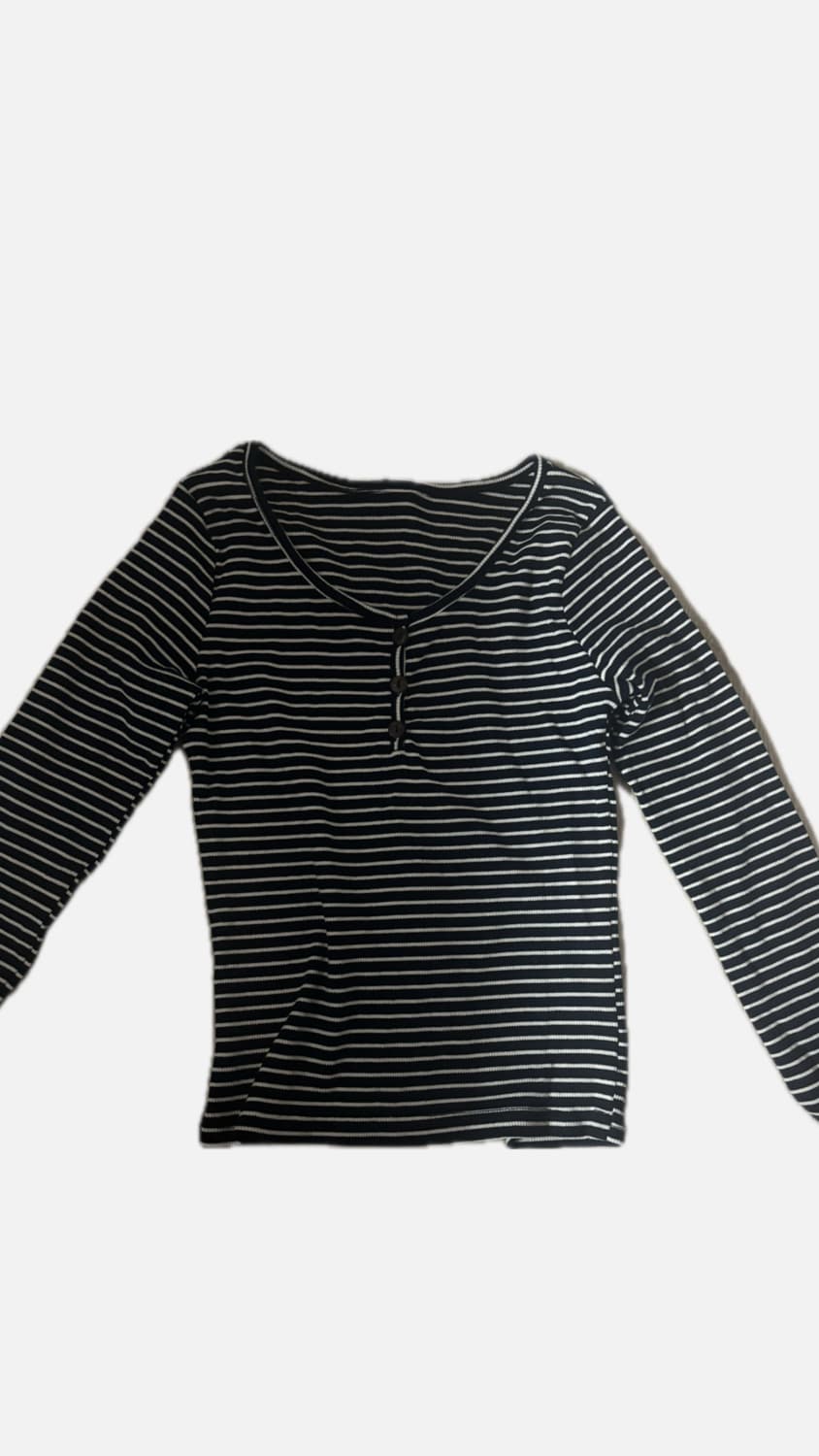 줄무늬 긴팔 티셔츠 (하양,네이비 두가지색상 상품이미지2