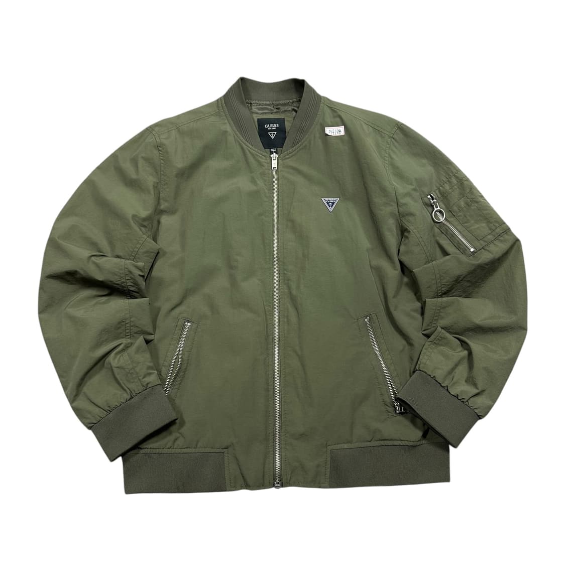 ✨ (만원 빈티지) 게스 카키 은장로고 블루종 바람막이 자켓  상품이미지1