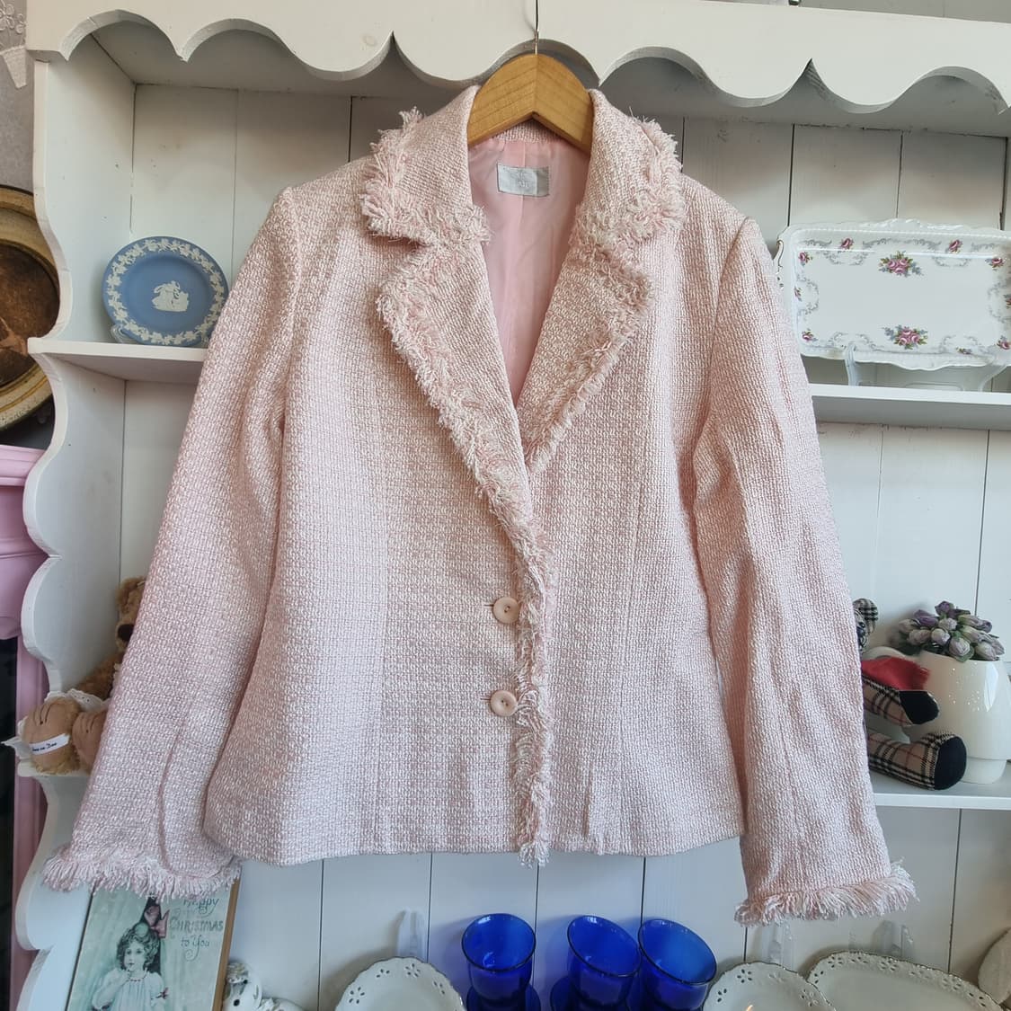 핑크 트위드 여성 자켓 상품이미지1