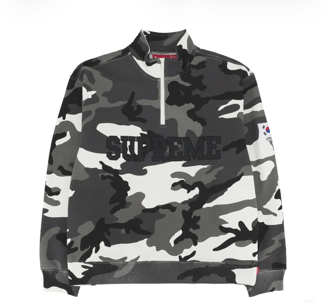 [L]슈프림 샵 플래그 하프 집 풀오버 스노우 카모 서울 상품이미지1