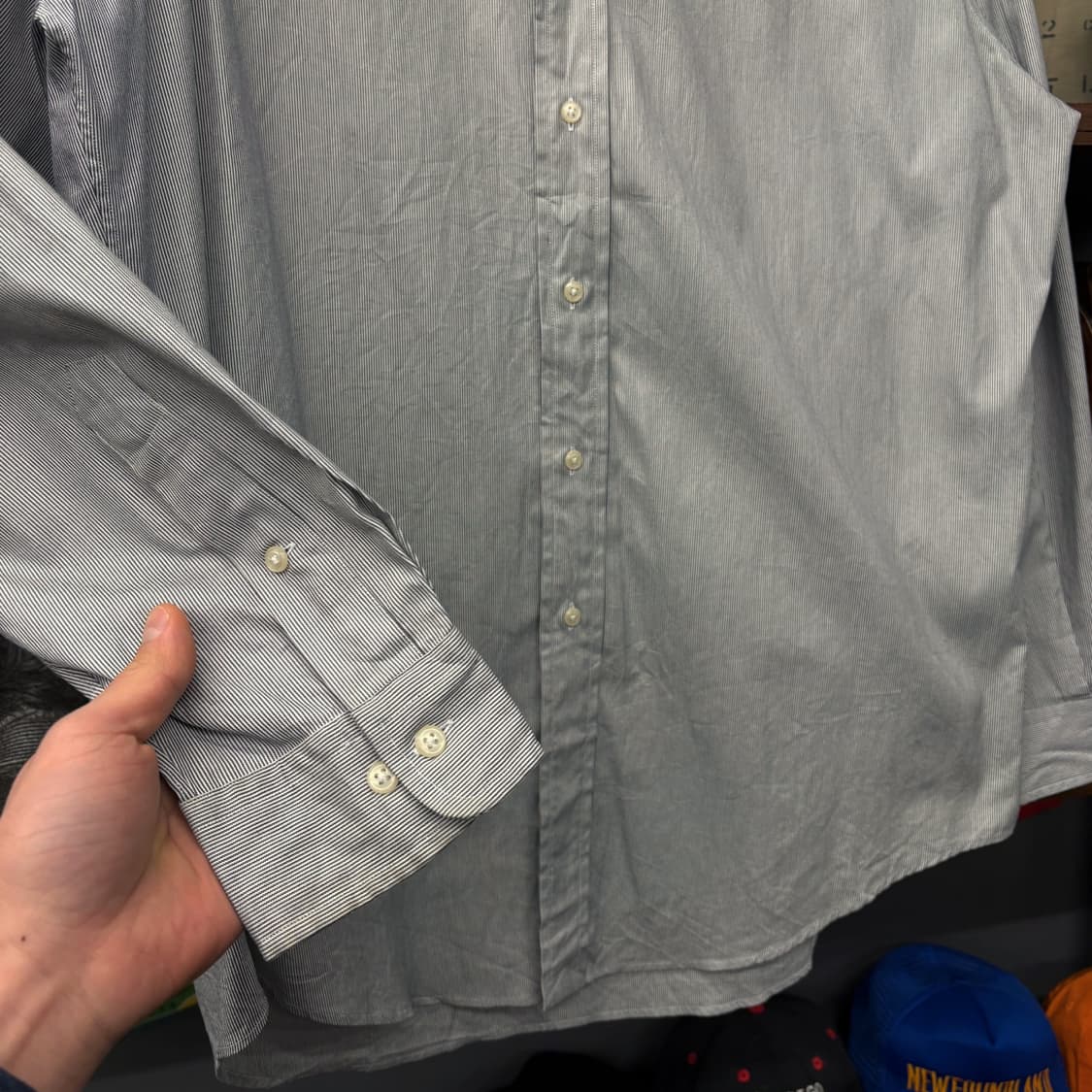 90s 폴로 랄프로렌 핀포인트 스트라이프 옥스포드 셔츠N336   상품이미지4