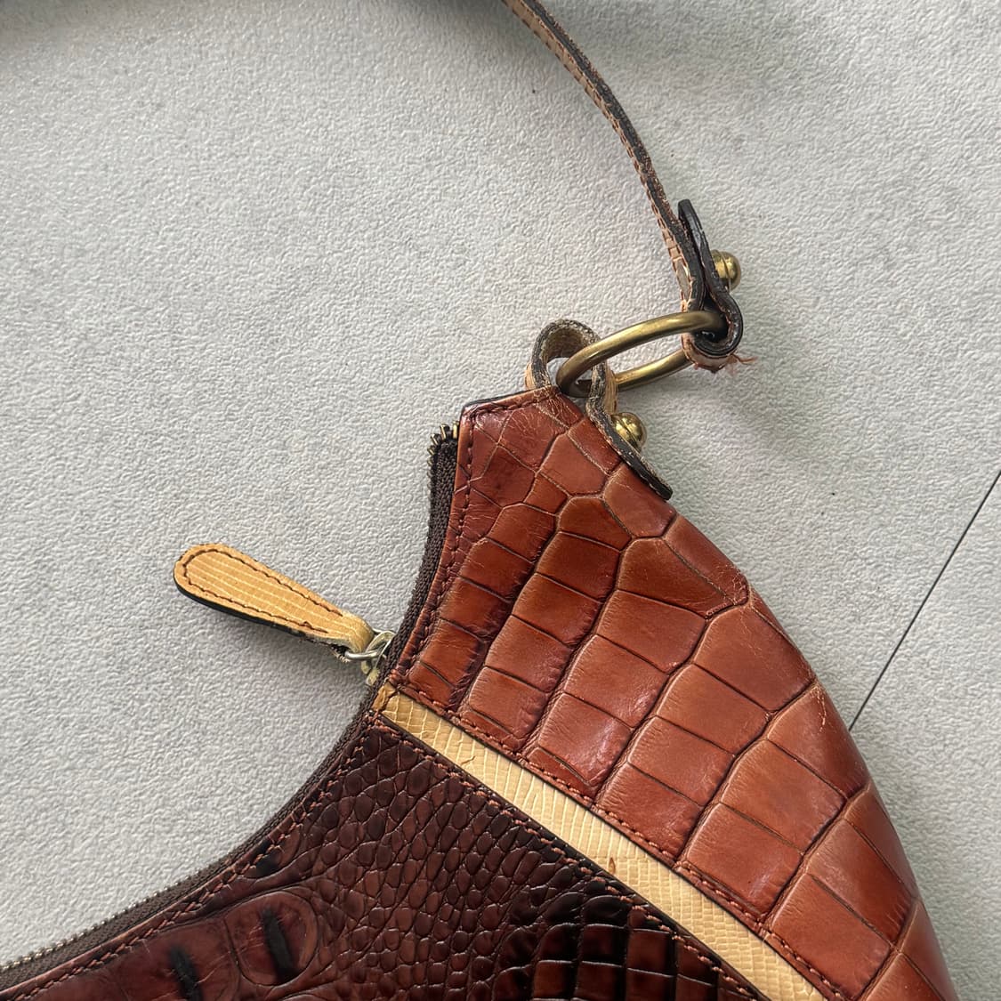 브라민 트라이컬러 리얼 악어 가죽 숄더백 상품이미지2