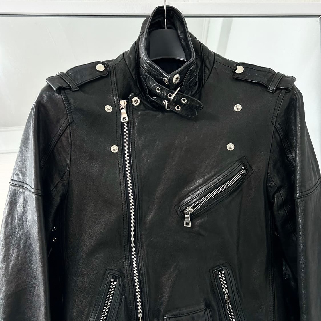 이태리제 롱스트랩 양가죽 라이더 자켓 상품이미지6