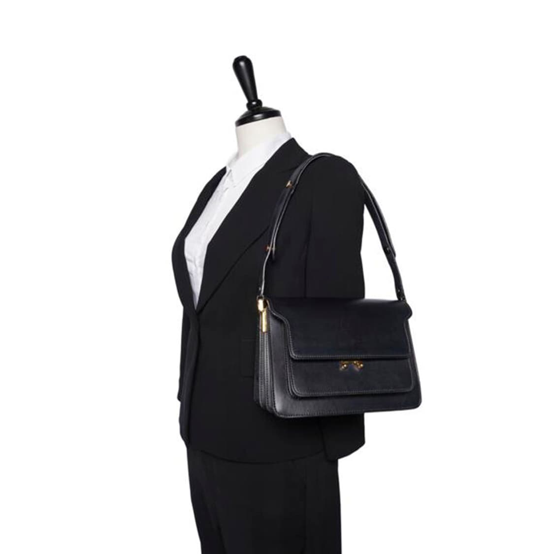 (중고) 마르니 블랙 카프스킨 트렁크 미듐 숄더백 상품이미지4