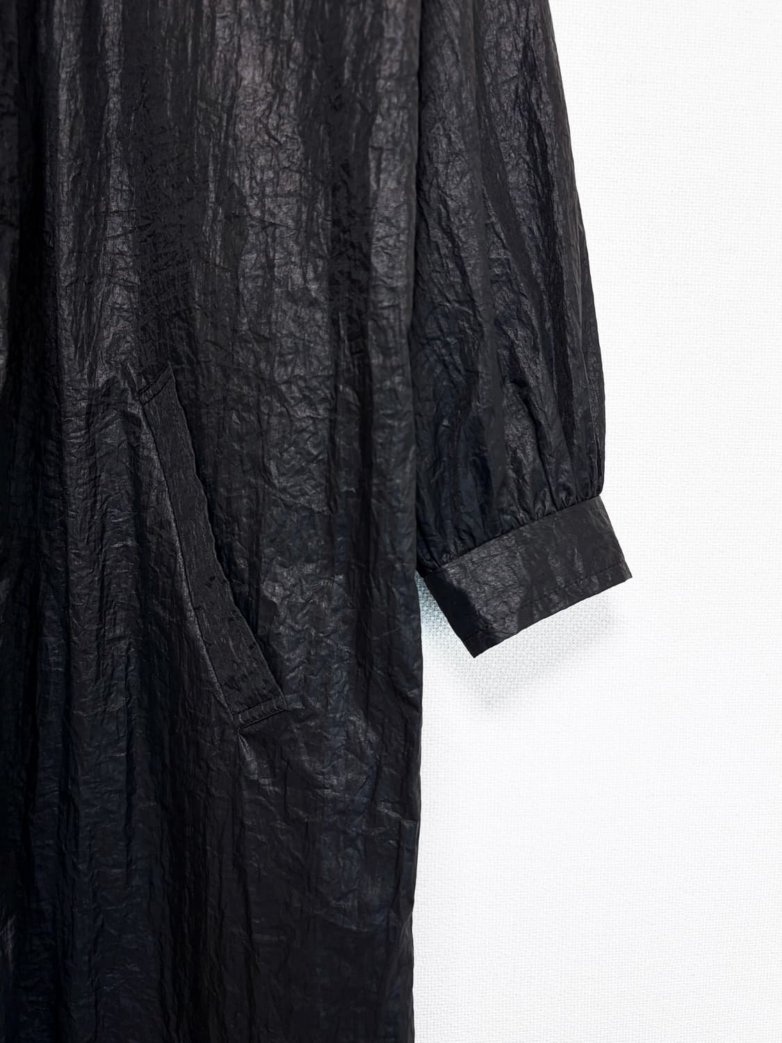Nylon Raglan Long Coat - Black 상품이미지7