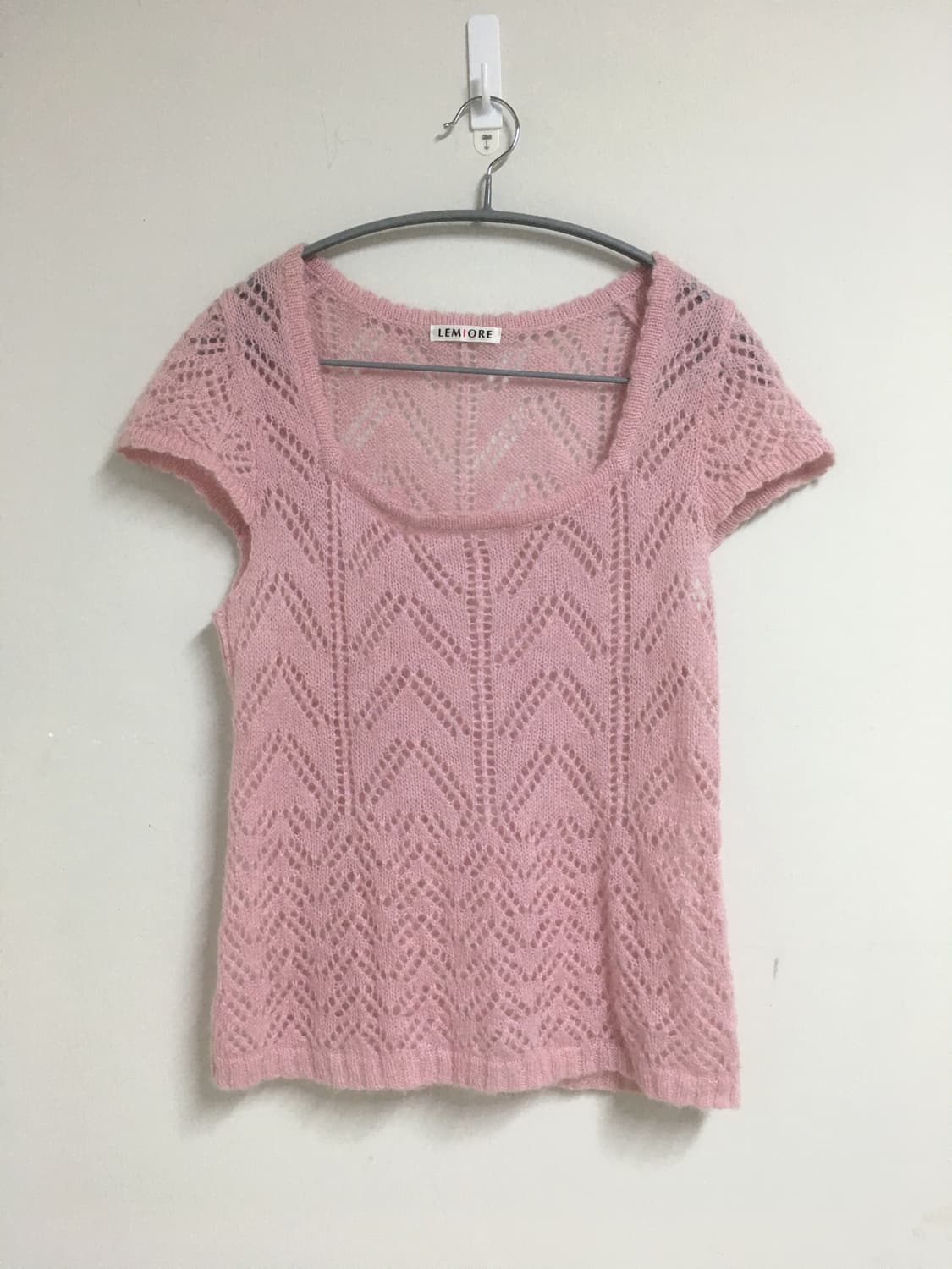 레이스 슬리브티 모헤어 반팔니트 일본빈티지 코디세트 모리코디 상품이미지8