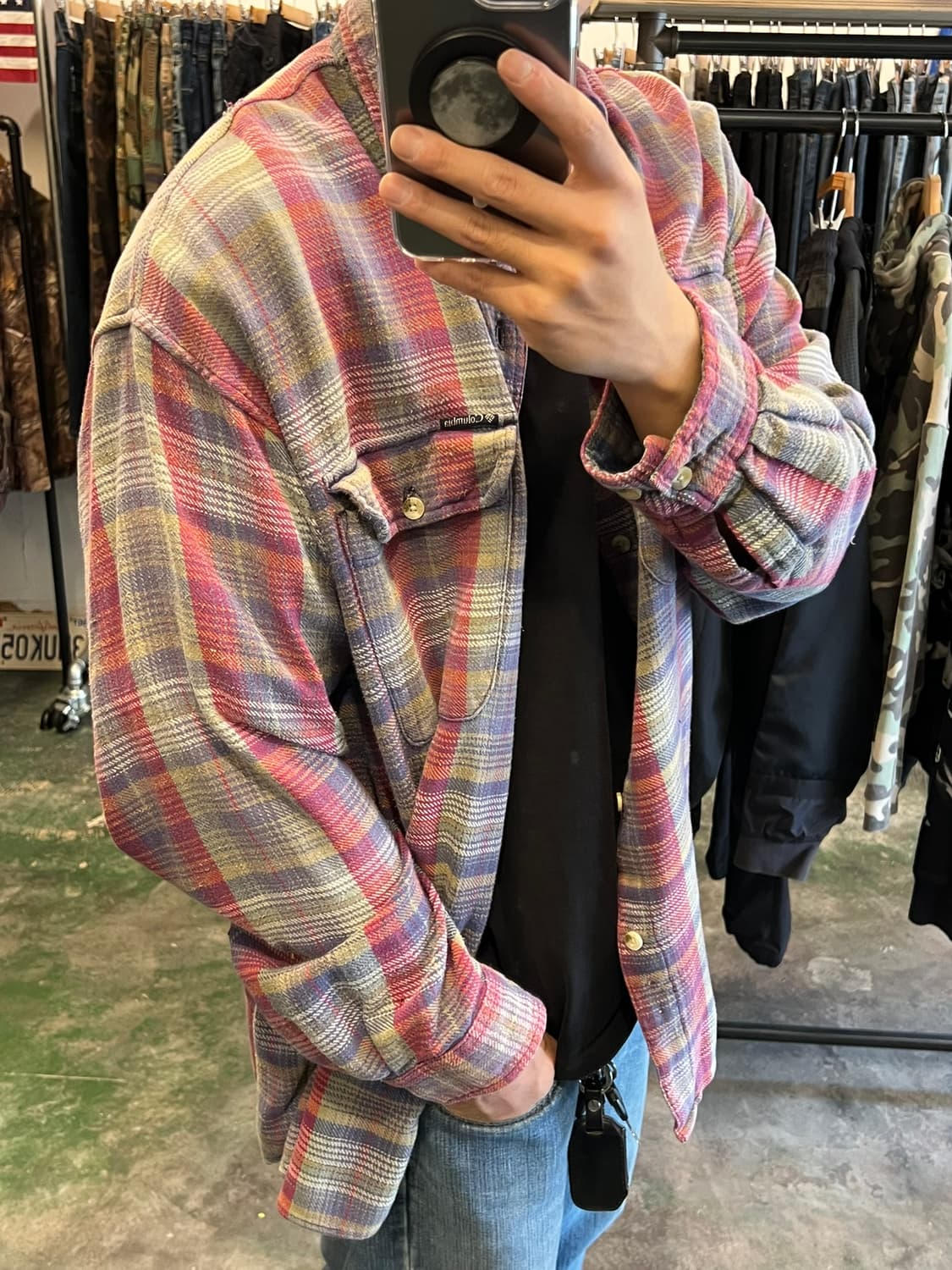 90s [XL] 올드 콜롬비아 빈티지 체크 플란넬 셔츠 상품이미지10