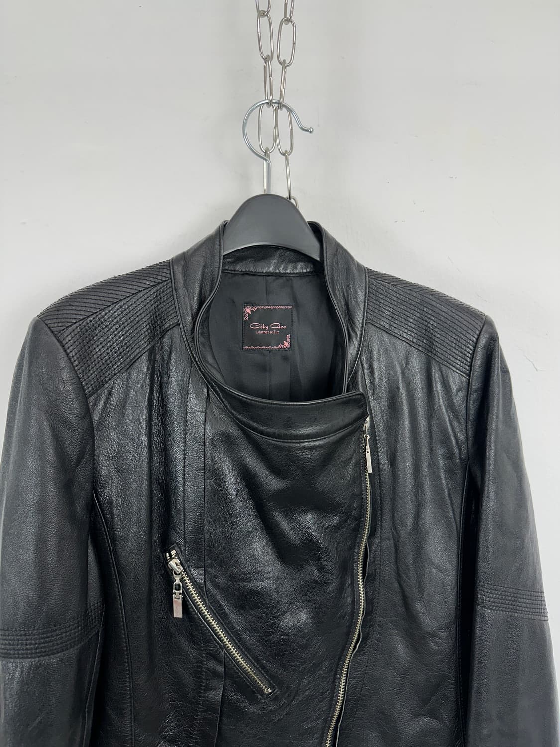 Asymmetric Zip Lambskin Rider Jacket 상품이미지5