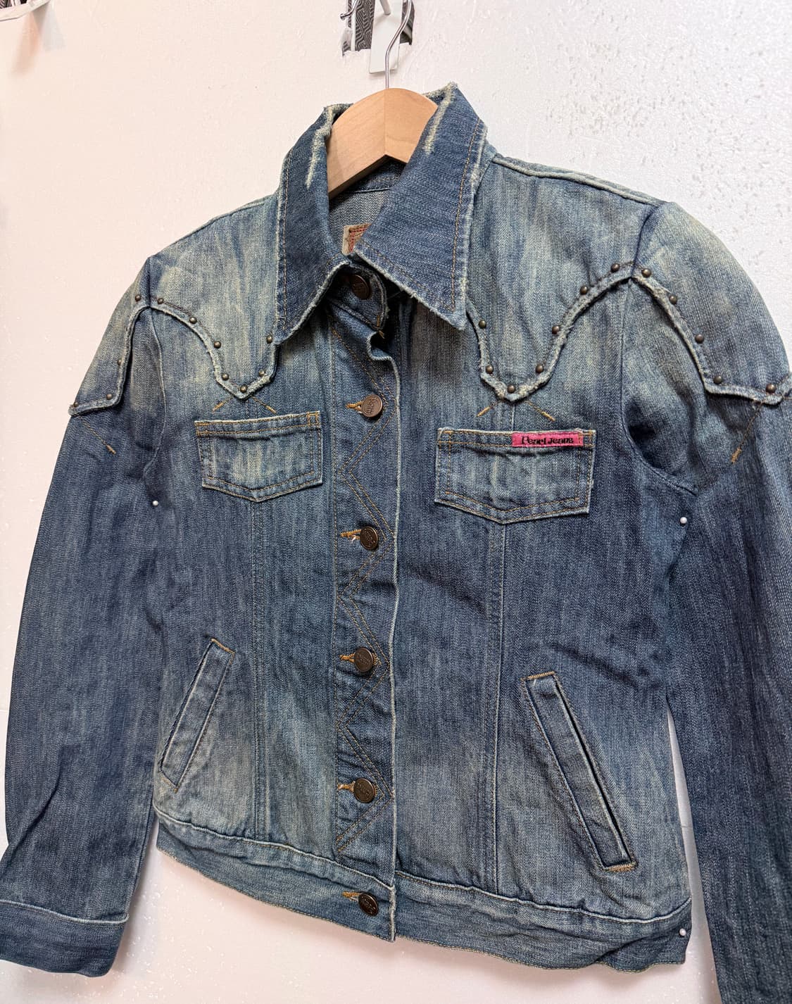 펄진 Pearl Jeans 스터드 데님 자켓 S 여성 청자켓 상품이미지2