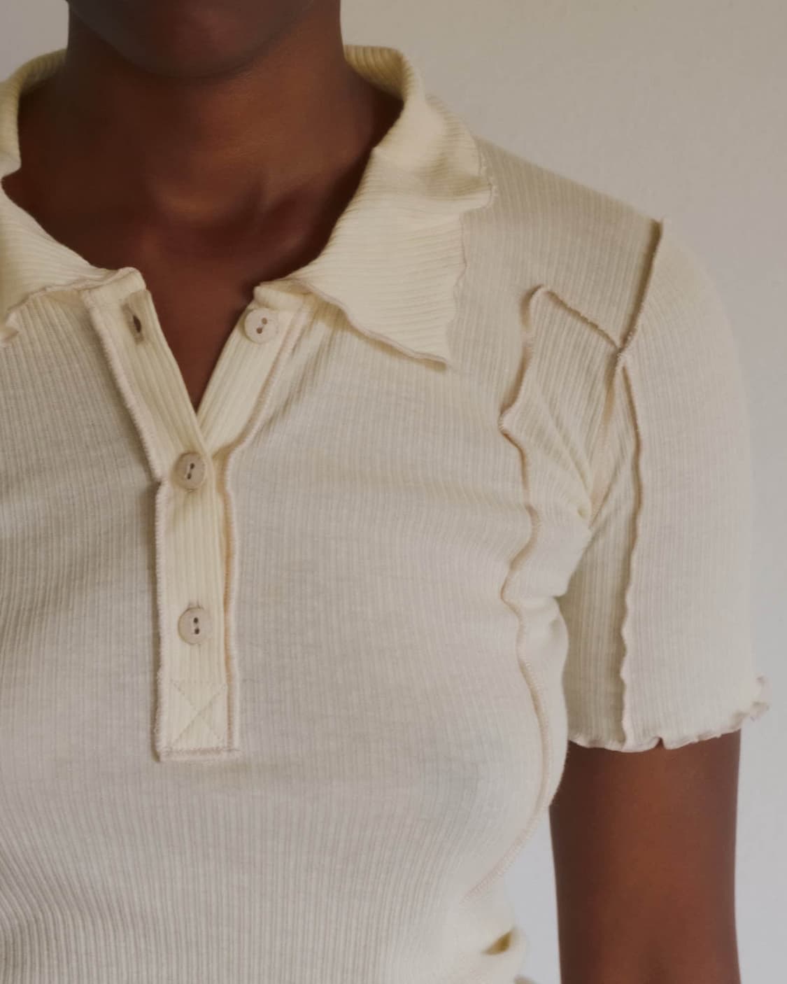 [S,M,L]베이스레인지 Omato 폴로 저지  탑/오프 화이트 상품이미지5