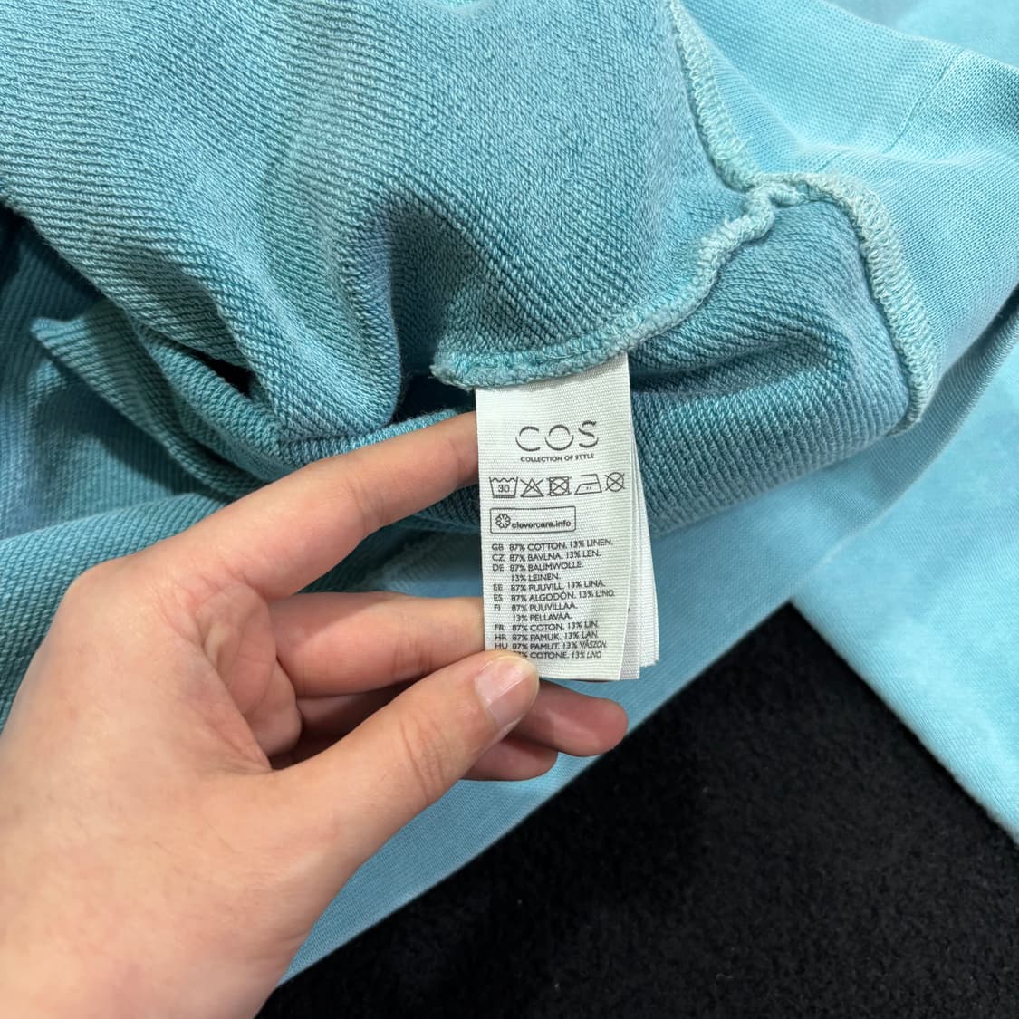 L COS 코스 스카이블루 피그먼트 크루넥 맨투맨 상품이미지4