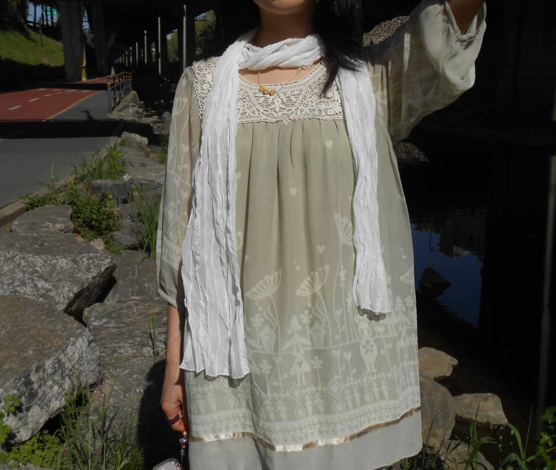 애쉬 그린 레이스 원피스 상품이미지2