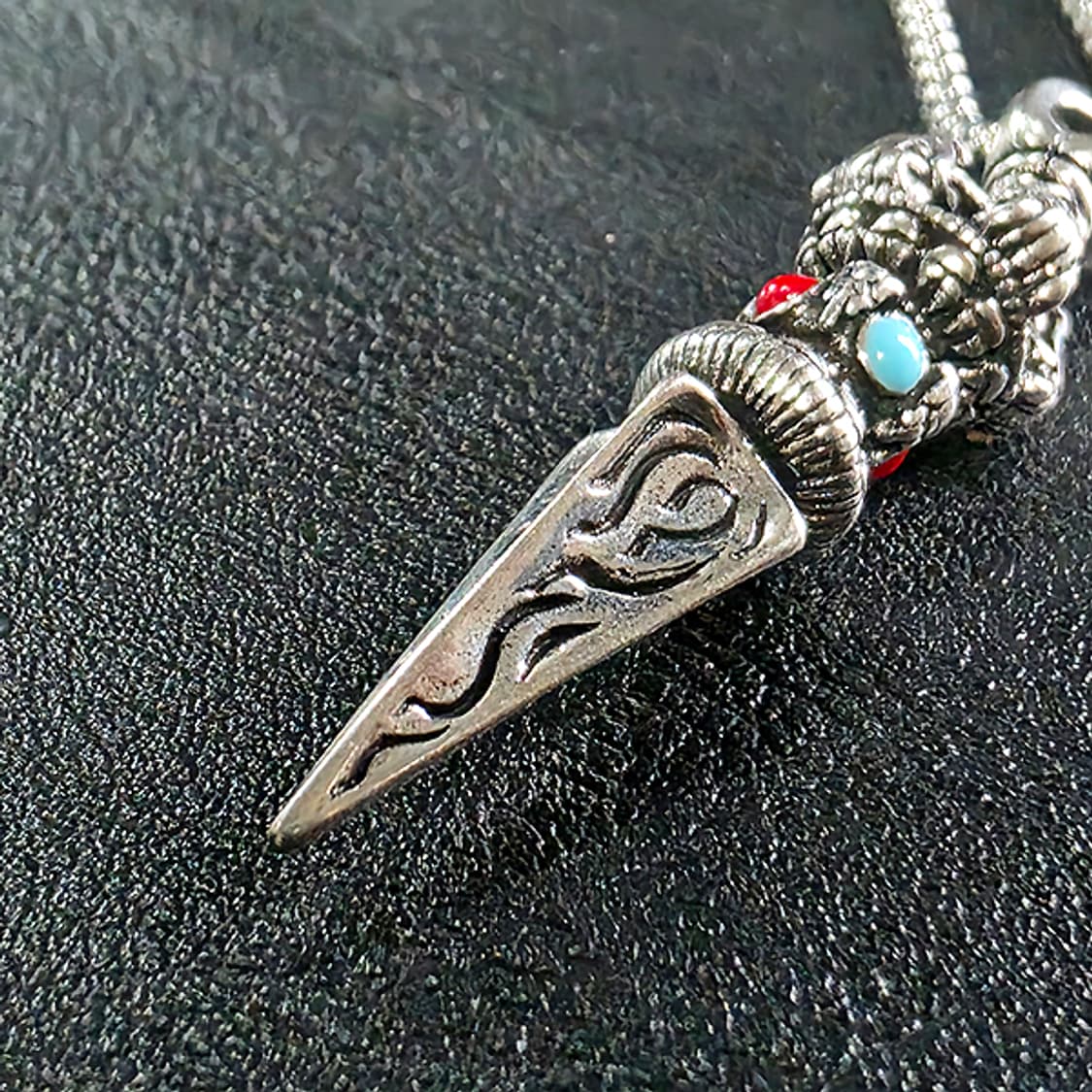 바즈라 백동 펜던트 엔틱 금강저 불교 남자 목걸이 상품이미지2